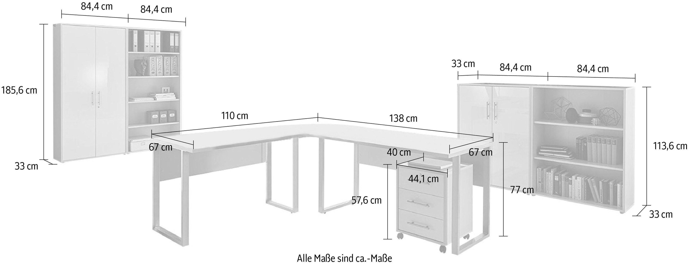 BMG Möbel Büromöbel-Set »Tabor Office 1«, (Set, 8 tlg.)