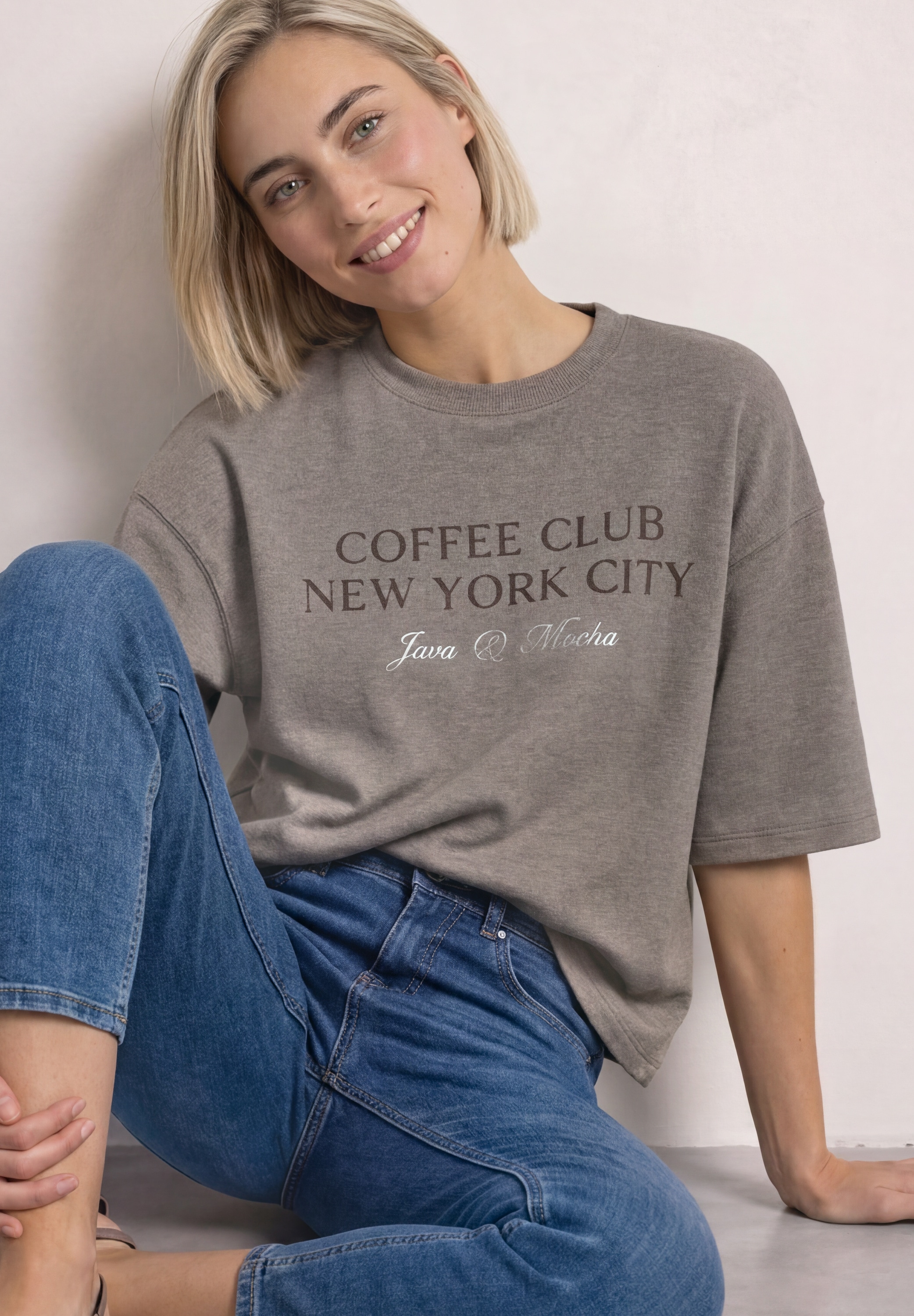 STREET ONE Sweater , Kurzarm-Sweater mit Wording
