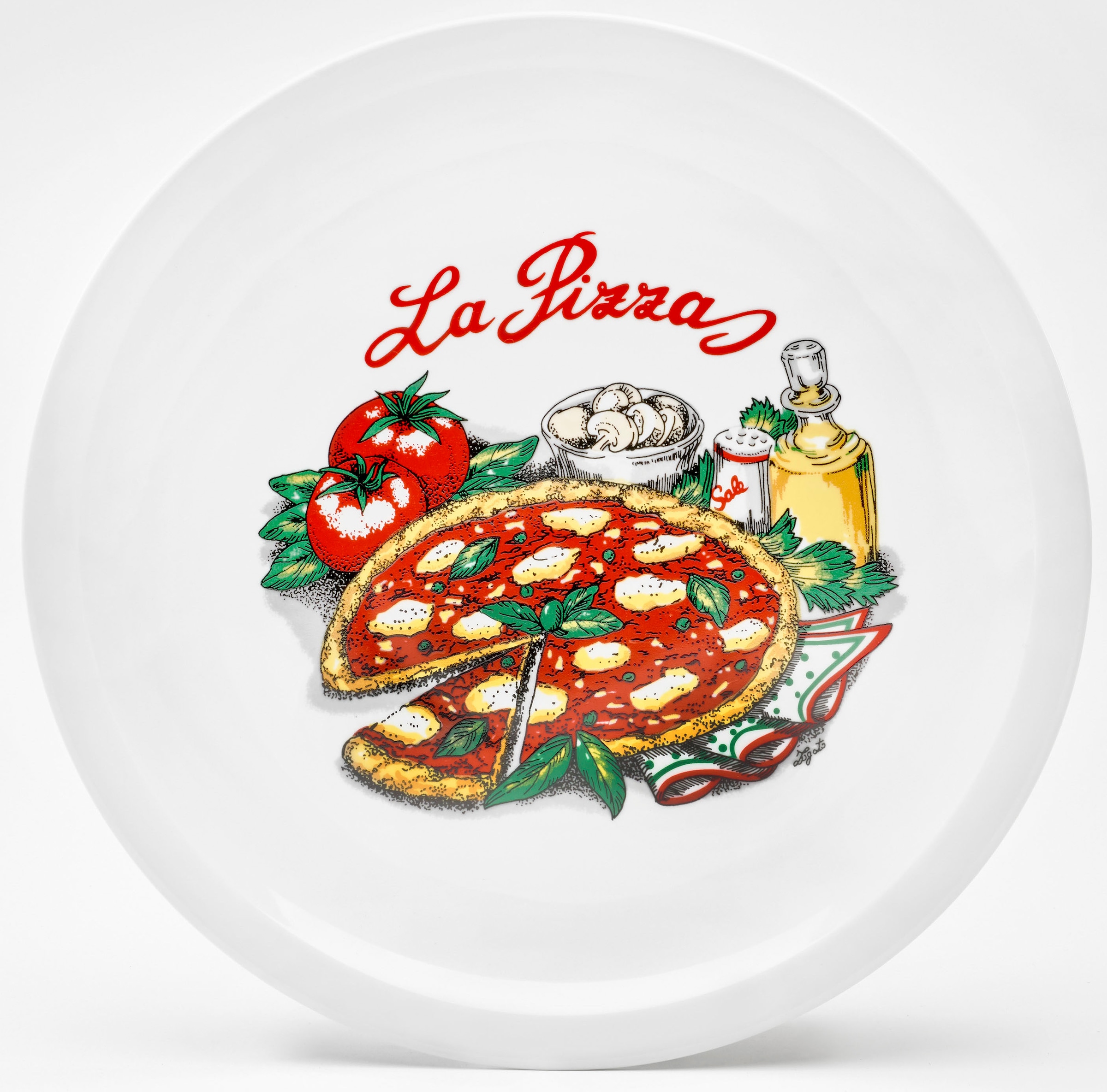 van Well Pizzateller »Napoli«, (Set, 6 St., 6 Pizzateller 30cm), Porzellan, spülmaschinen- und mikrowellengeeignet, Ø 30 cm