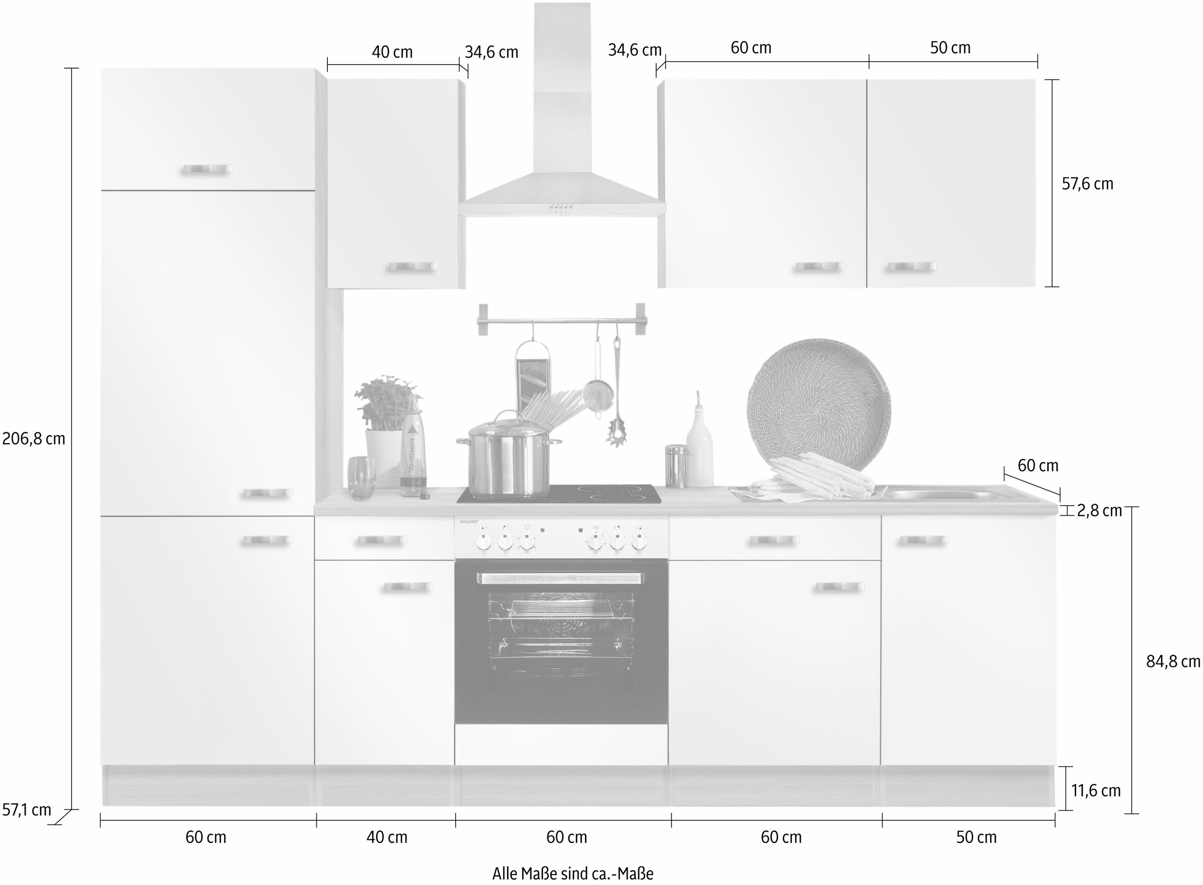 OPTIFIT Küchenzeile »Faro« Breite 270 cm, wahlweise mit E-Geräten, mit Arbeitsplatte
