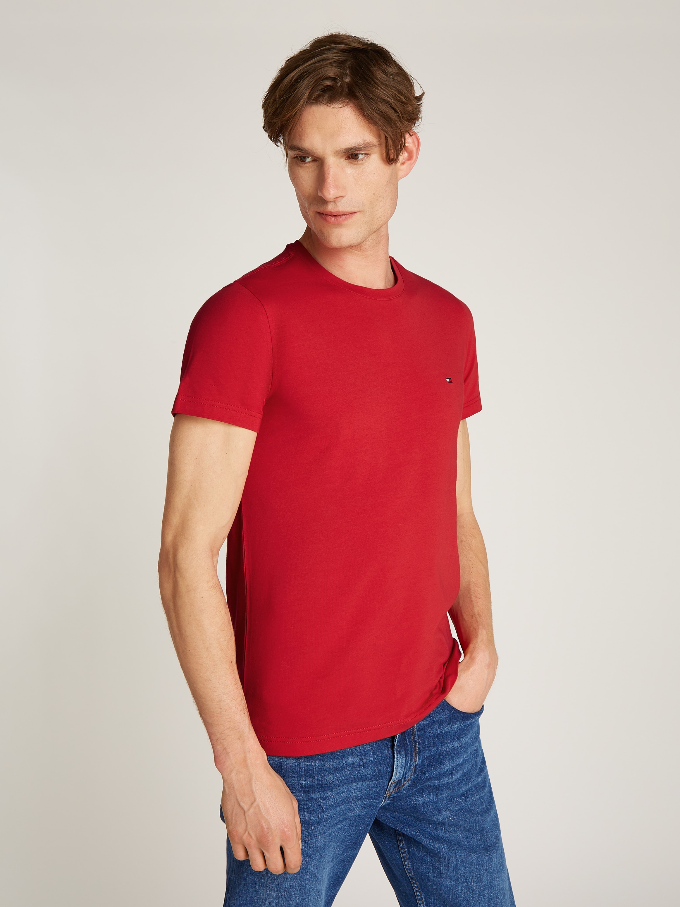Tommy Hilfiger T-Shirt »STRETCH SLIM FIT TEE«, mit Rundhalsausschnitt
