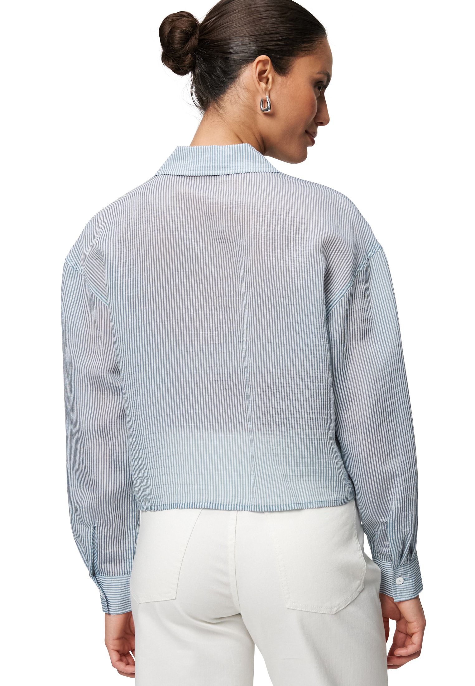 Zero Klassische Bluse »Bluse gestreift mit Stoffblume«