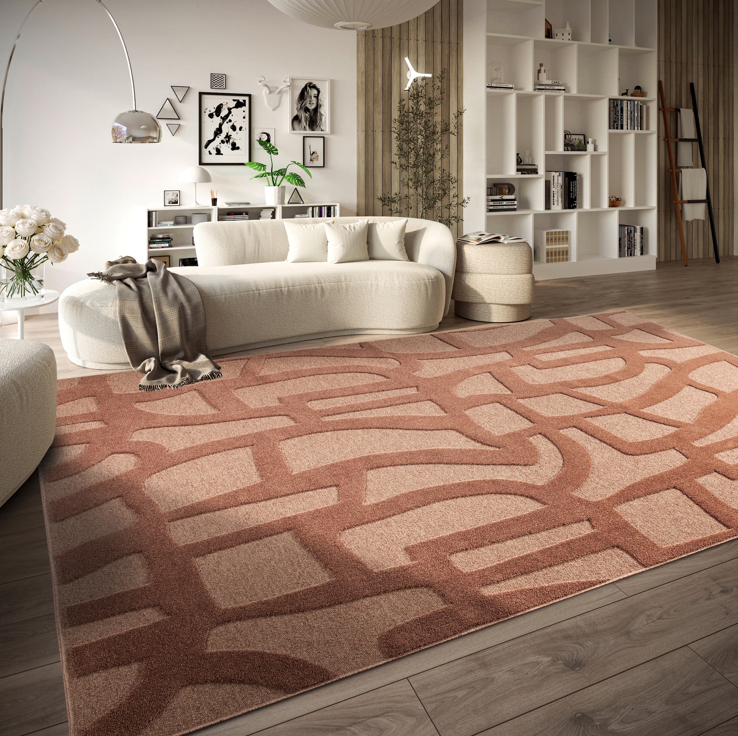 Villeroy & Boch Teppich »Therese«, rechteckig, 5,5 mm Höhe, Wohnzimmer, Schlafzimmer, Modern, Hoch-Tief Effekt, Flur
