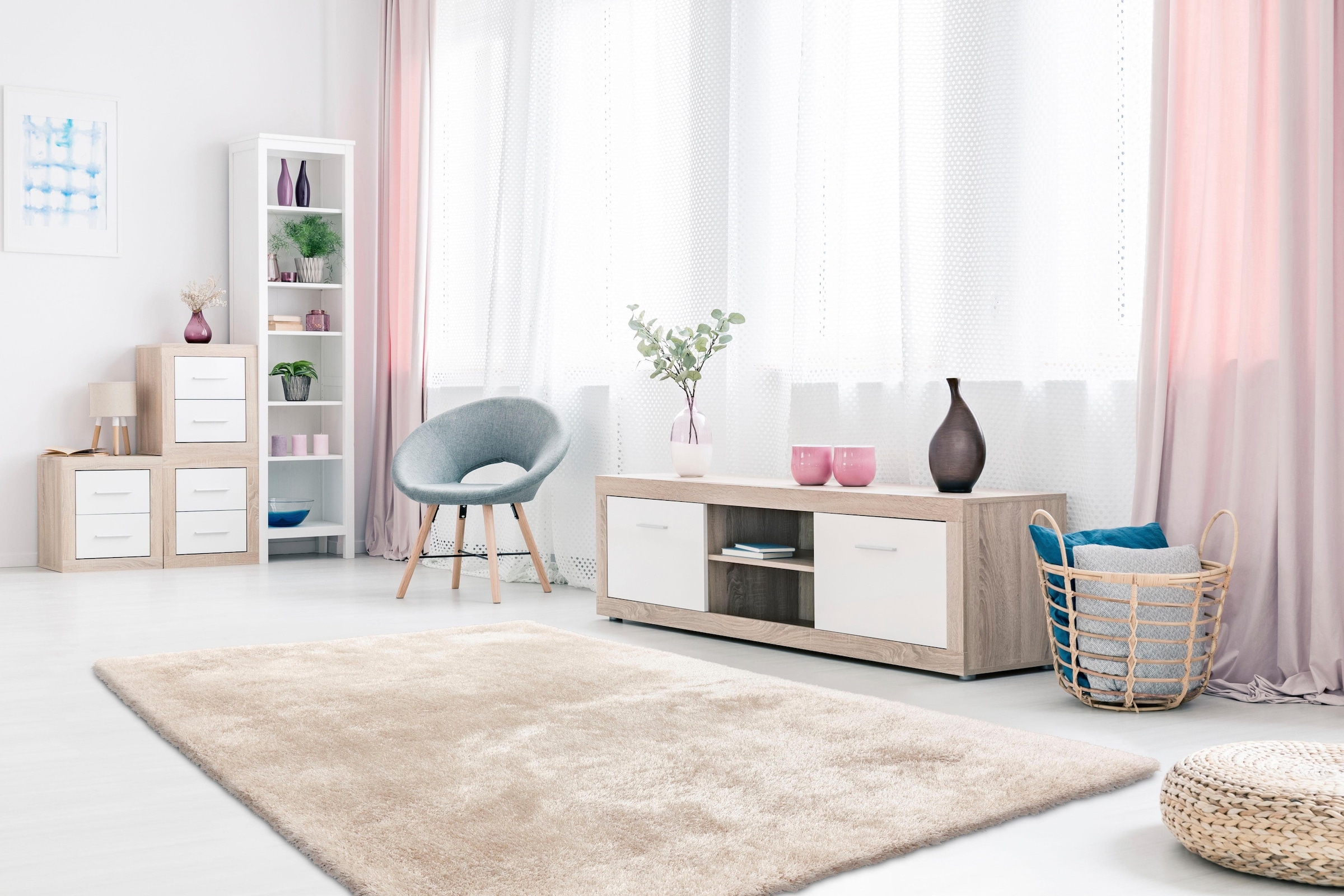 calo-deluxe Hochflor-Teppich »Giora 200«, rechteckig, 80 mm Höhe, getuftet, besonders weich durch Microfaser, Wohnzimmer, Schlafzimmer