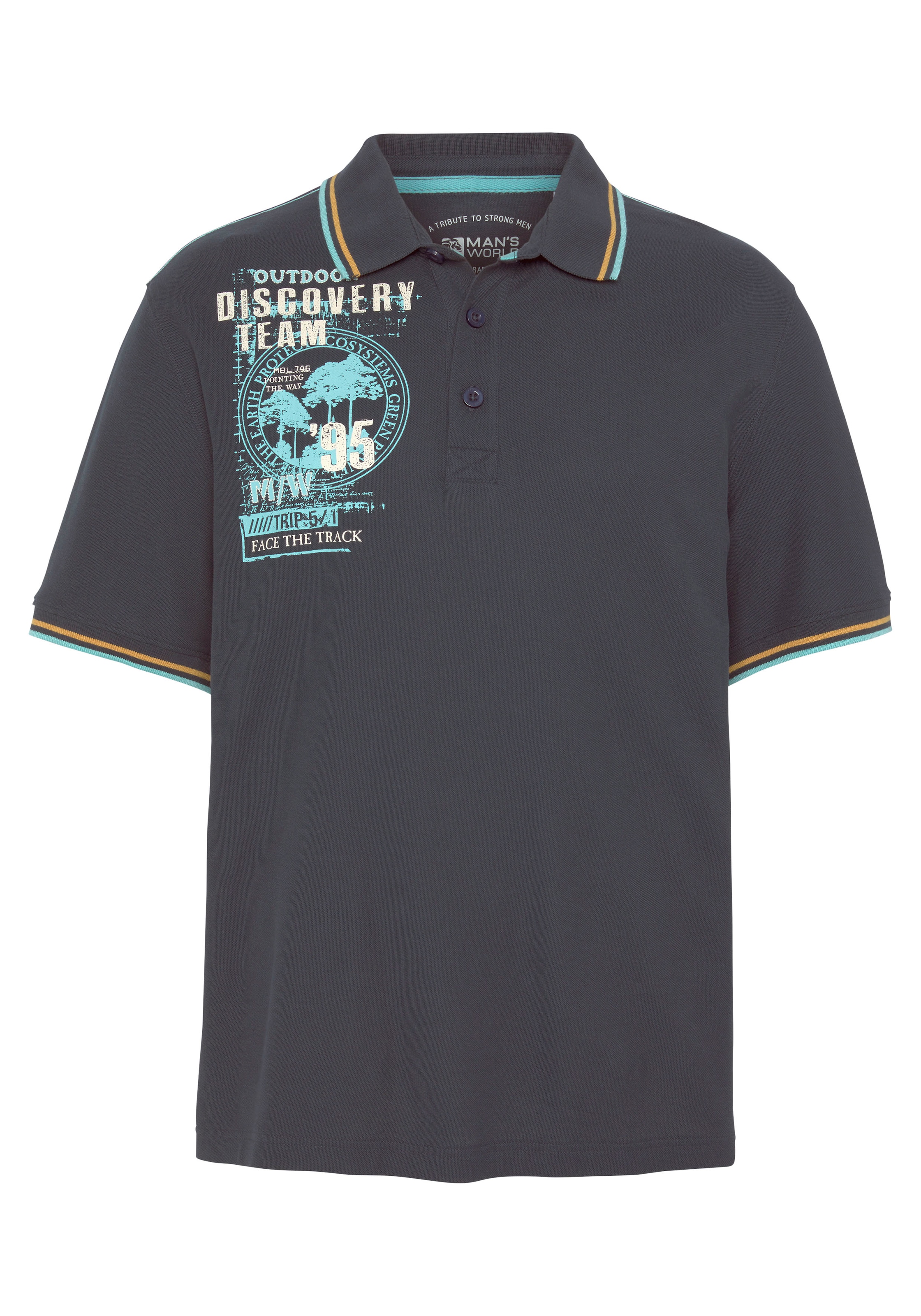 Man's World Poloshirt, Kurzarm, lässige Passform, mit trendigem Print, Polokragen