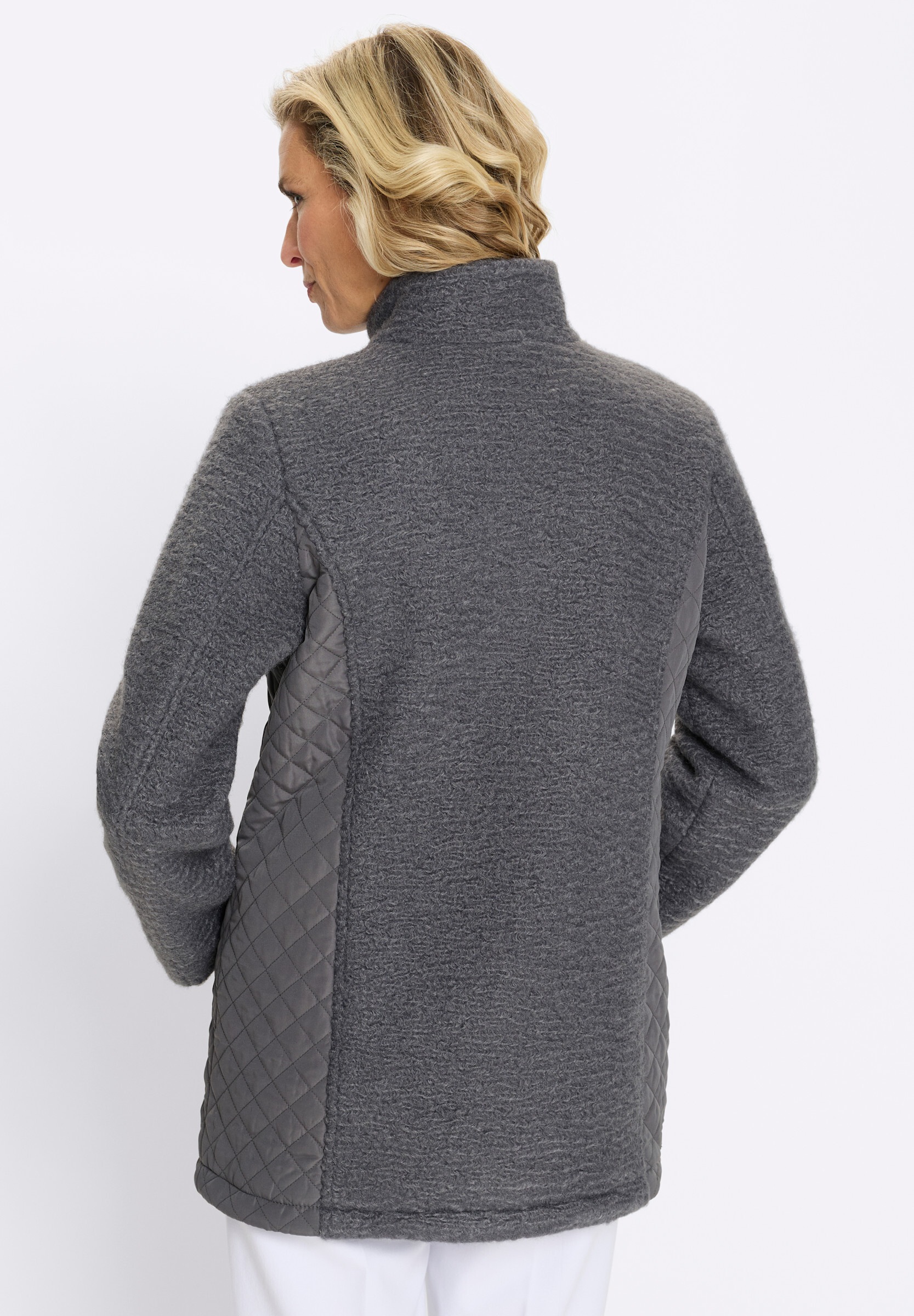 Sieh an! Funktionsjacke »Bouclé-Jacke Boucléjacke mit gesteppten Einsätzen«