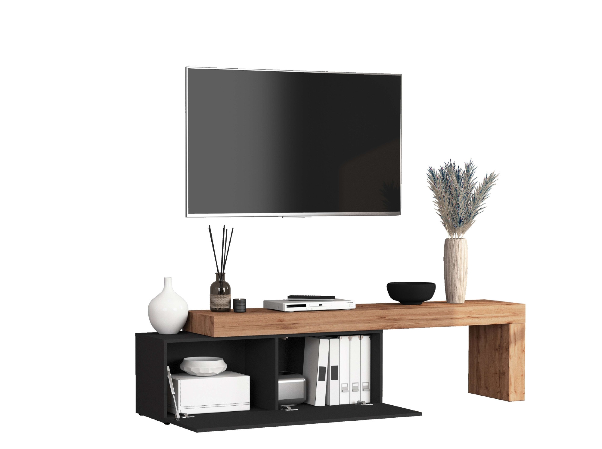 INOSIGN Lowboard »Chronos TV-Board, T-Schrank«, (1 St., Breite verstellbar von 180 bis 290 cm), Breite 240 cm TV-Board,Lowboard,1 Klappe und ein L-Förmiger Aufsatz