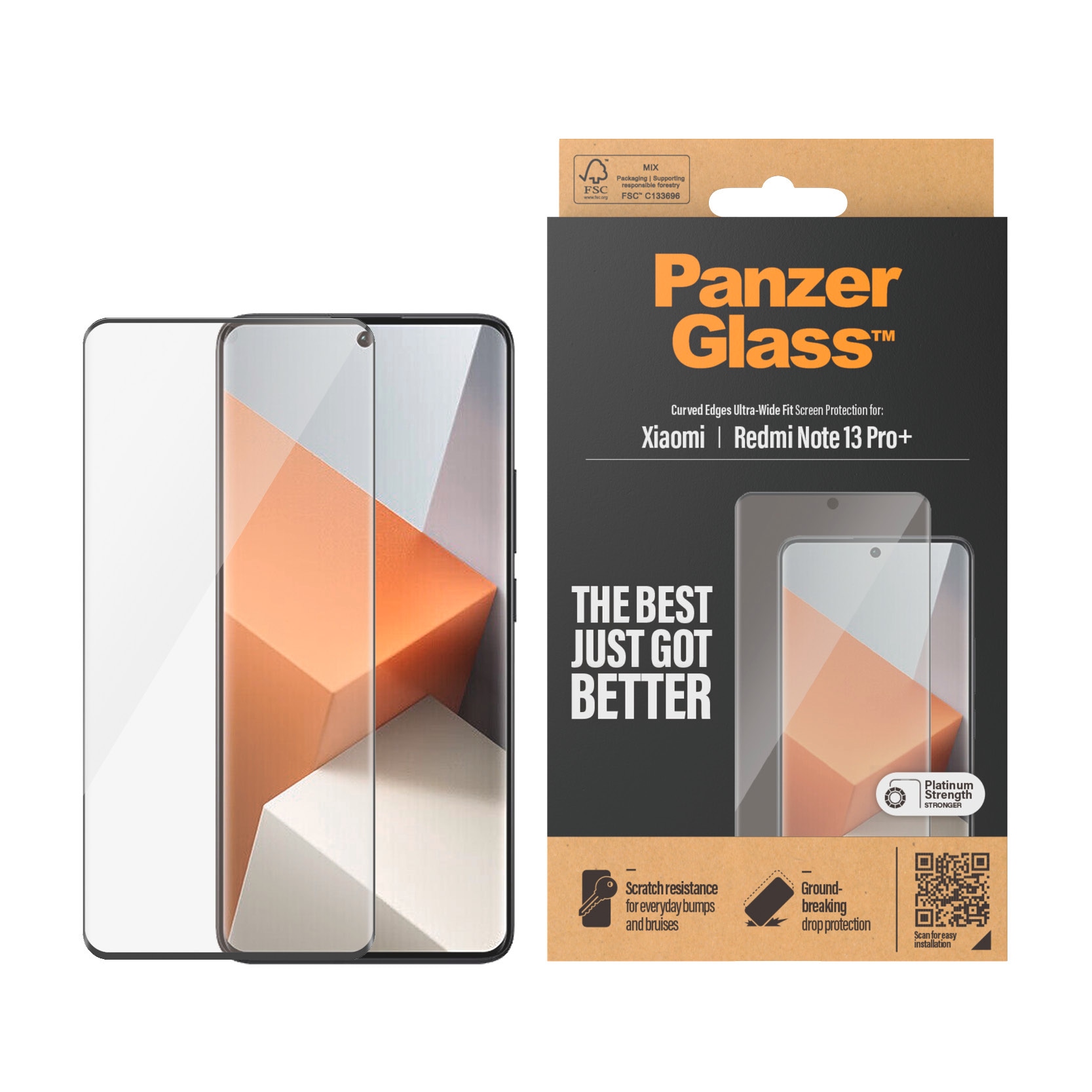 PanzerGlass Displayschutzglas »Ultra-Wide Fit Screen Protection«, für Xiaomi Redmi Note 13 Pro+, Displayschutzfolie, Schutzfolie, Bildschirmschutz, kratz- & stoßfest