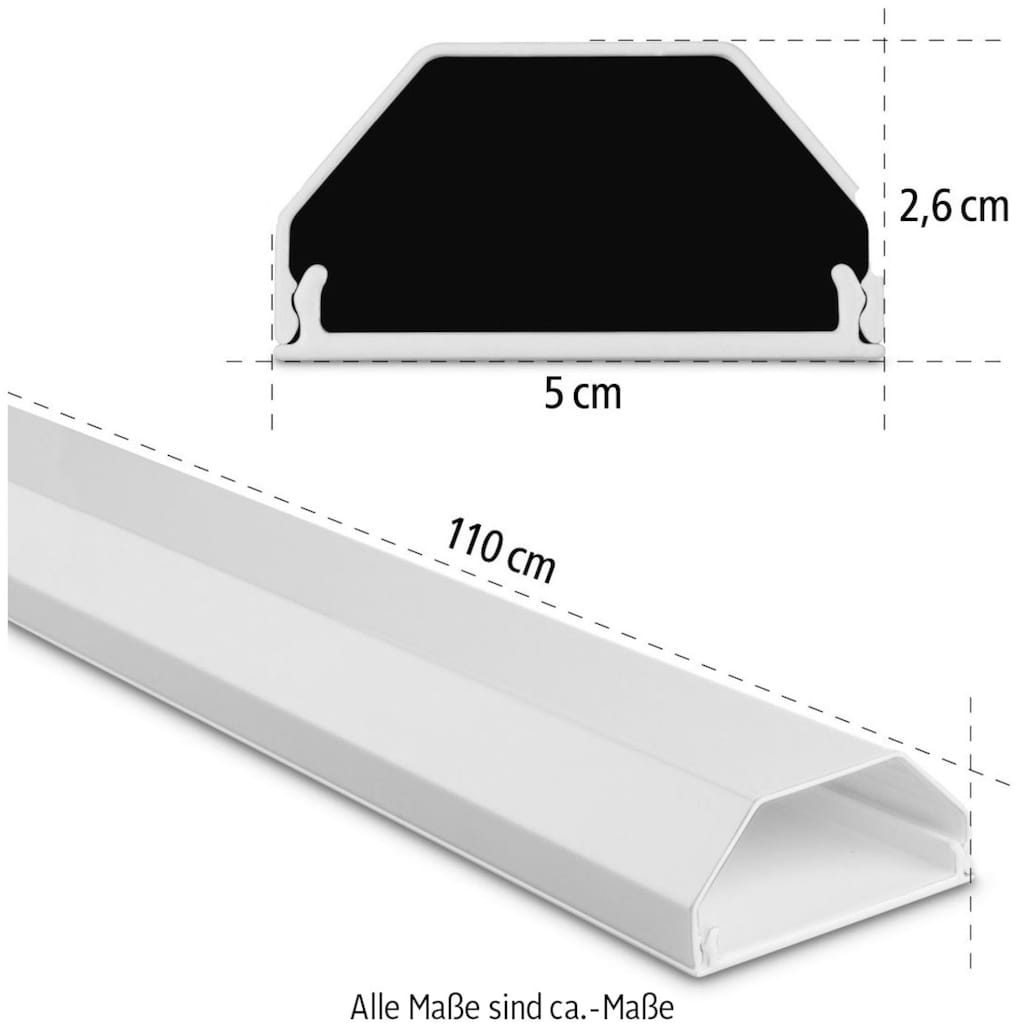 Hama Kabelkanal »Hama Alu-Kabelkanal, eckig, 110/5/2,6 cm, Weiß«, (1 St.)
