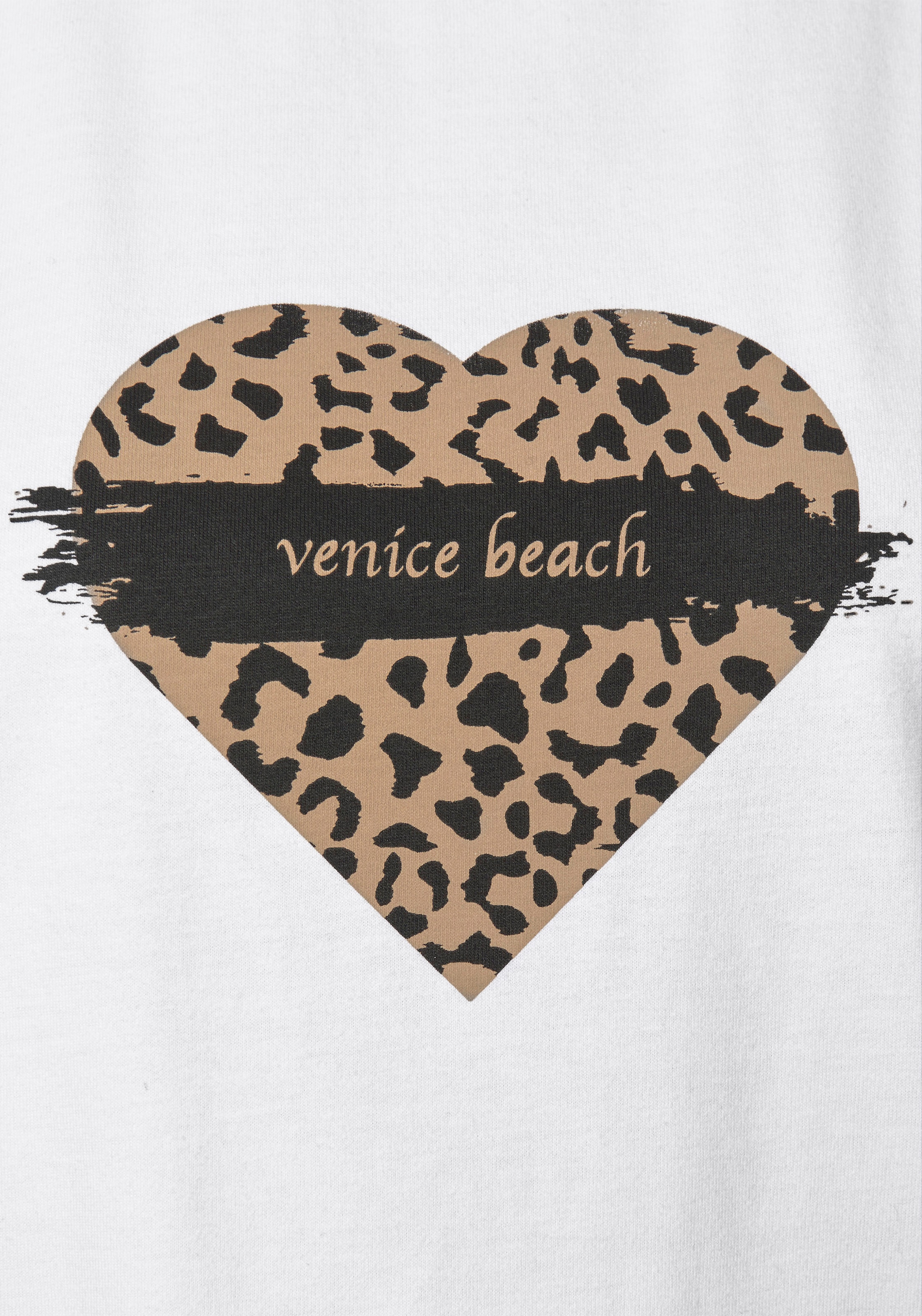 Beach bei Venice Frontprint, lockere Baumwolle, T-Shirt Passform mit Kurzarmshirt, ♕ aus