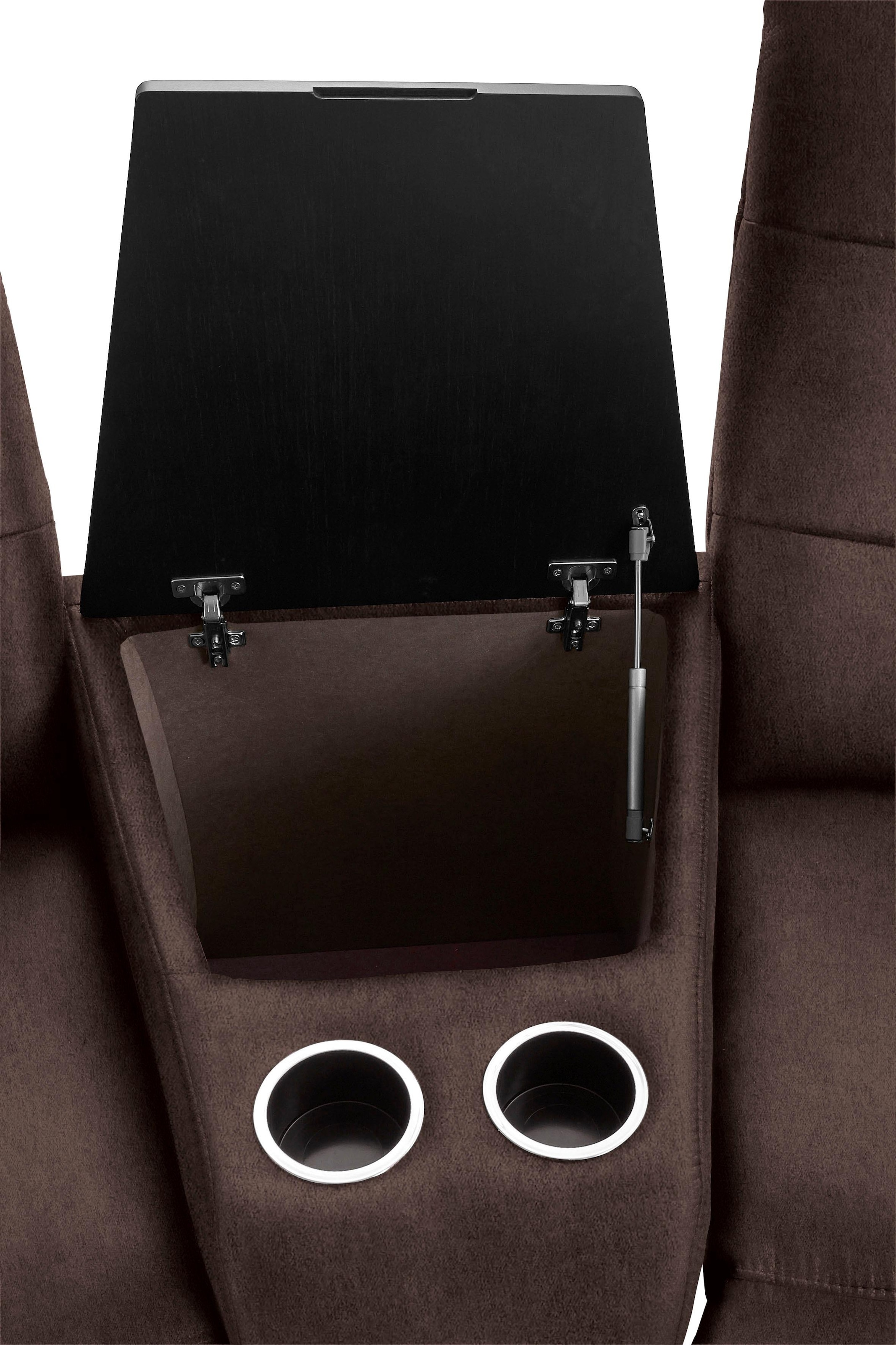 exxpo - sofa fashion 2-Sitzer »Tivoli, Kinosofa mit Relaxfunktion, mit Ablagetisch und Stauraum«, bequem und komfortabel