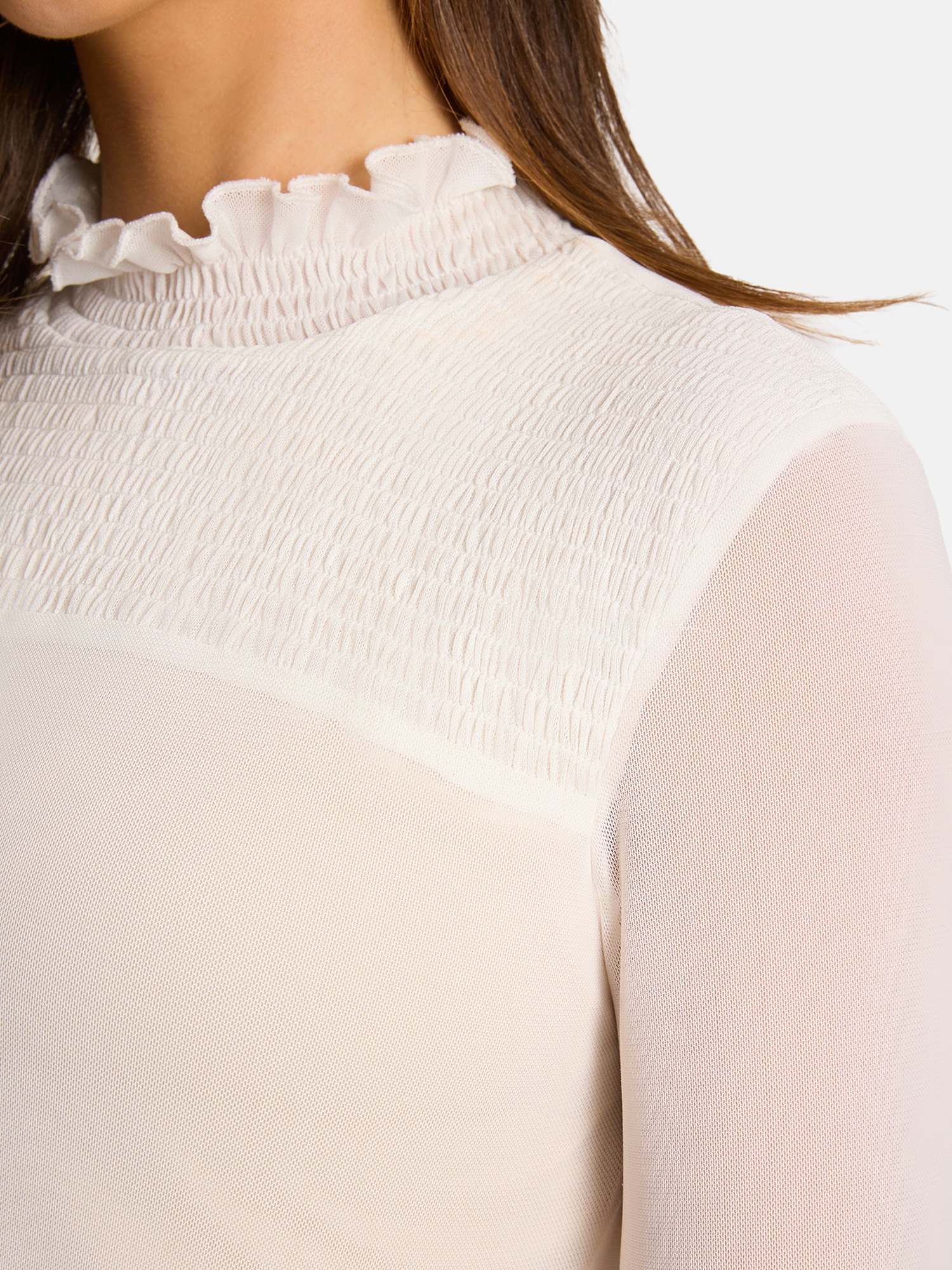Lieblingsstück Langarmshirt »FridaL« aus Mesh, gerüschter Kragen