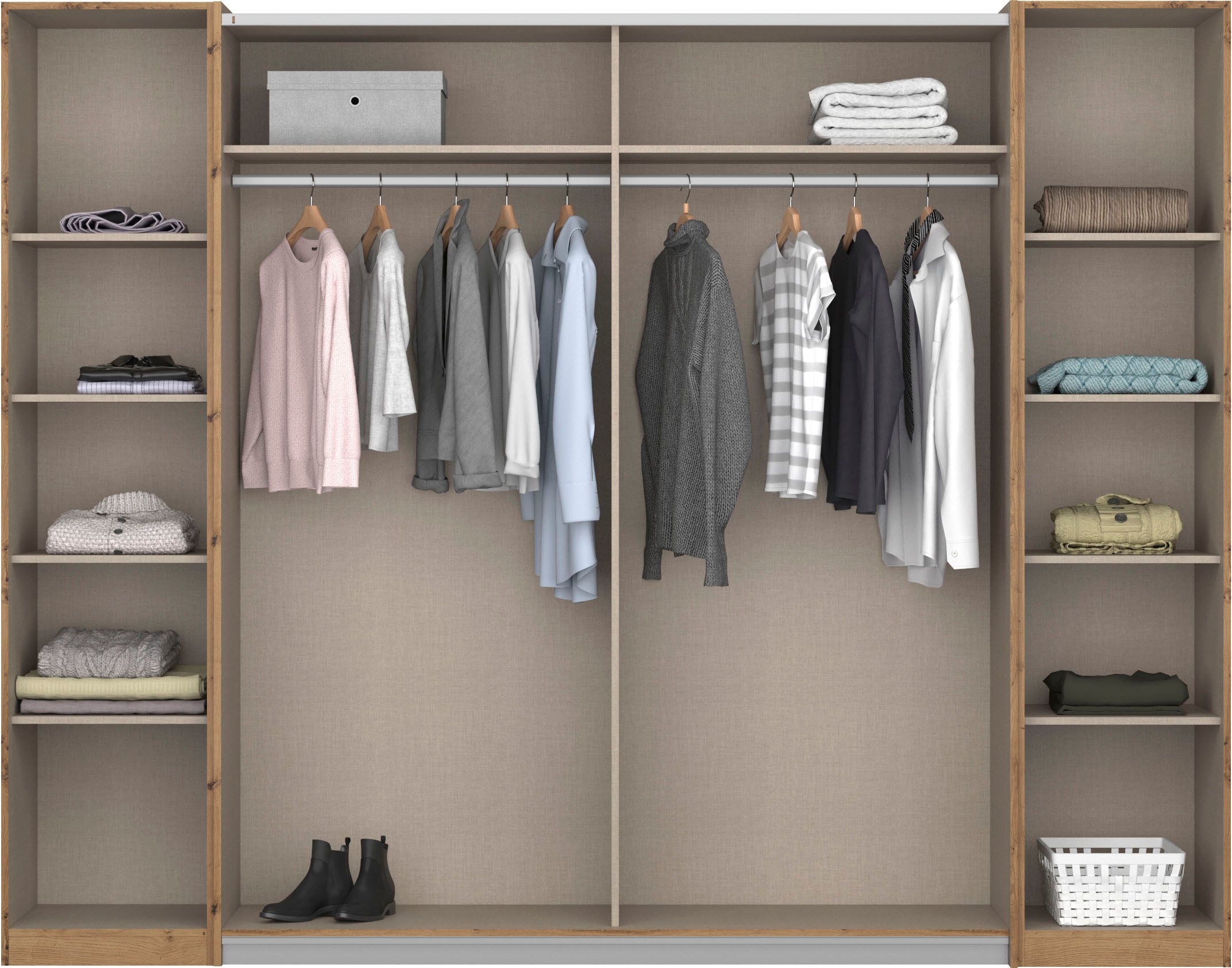 rauch Schwebetürenschrank »Kleiderschrank Drehtürenschrank Schrank Garderobe KRONACH TOPSELLER«, mit Dreh- und Schwebetüren und vielen Einlegeböden MADE IN GERMANY