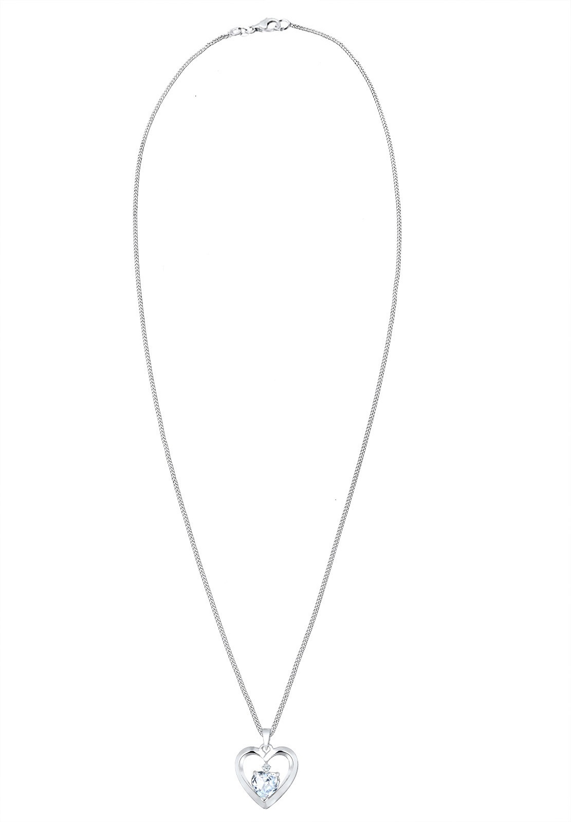 Elli DIAMONDS Silberkette »Halskette Herz Diamant Weiß Brillantschliff (0.015 ct) 925 Sterling Silber«