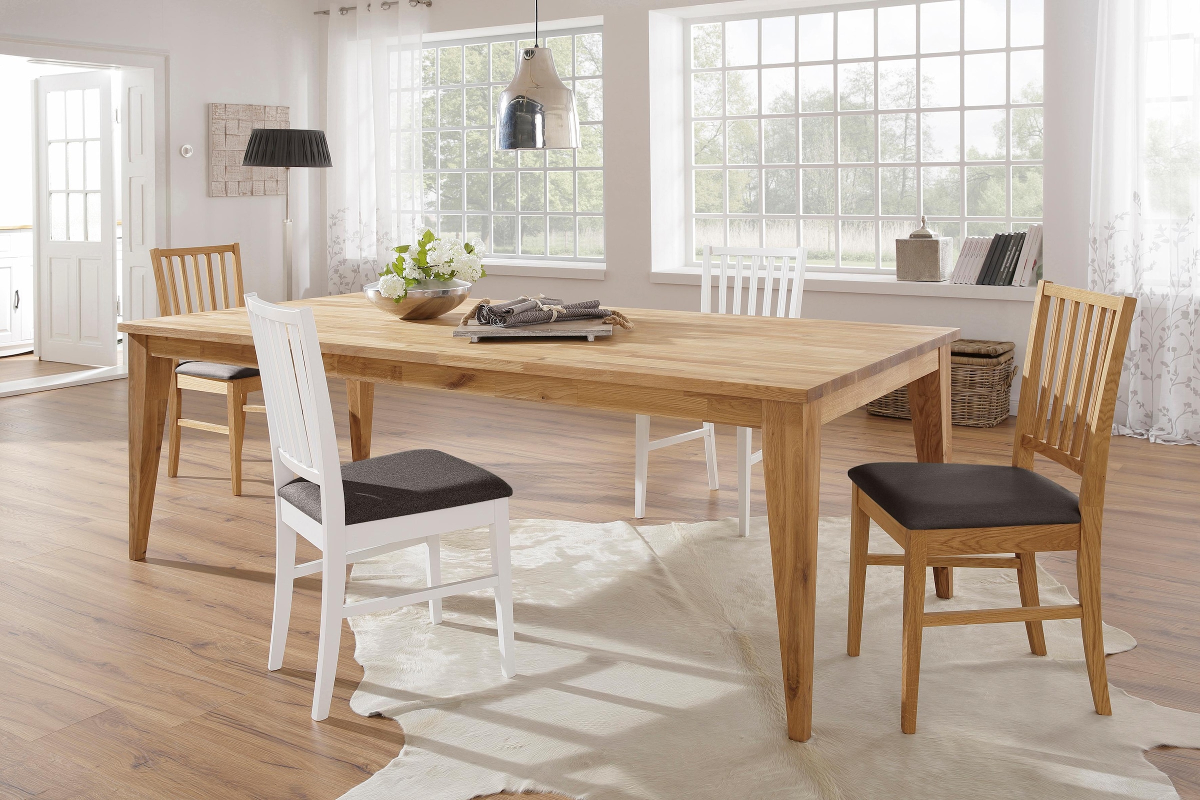 Home affaire Esszimmerstuhl »Ruanda Küchenstuhl TOPSELLER«, (Set), 2 St., Webstoff, im 2er, 4er oder 6er-Set, Holzstuhl