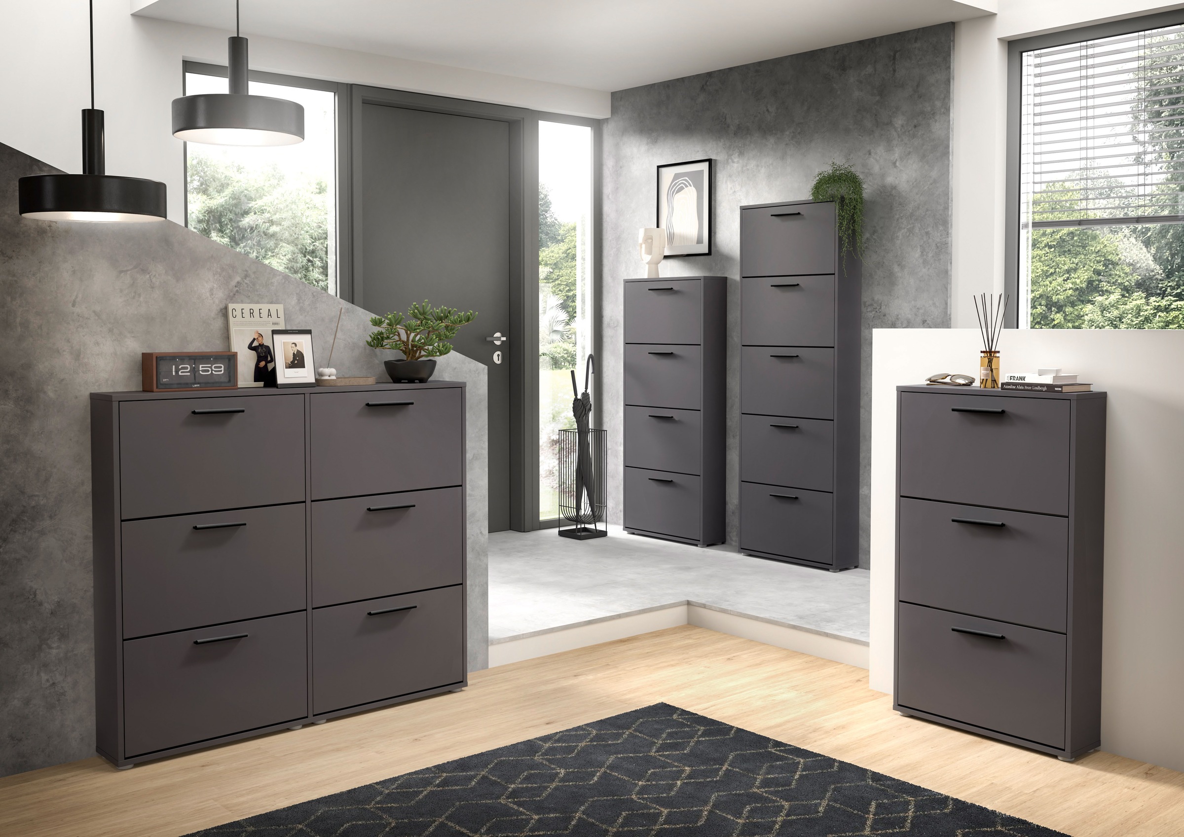 HBZ Schuhkommode »Sam Schuhkipper, Schuhschrank BxHxT 59x169x17 cm«, (1 St.), mit 5 Klappen