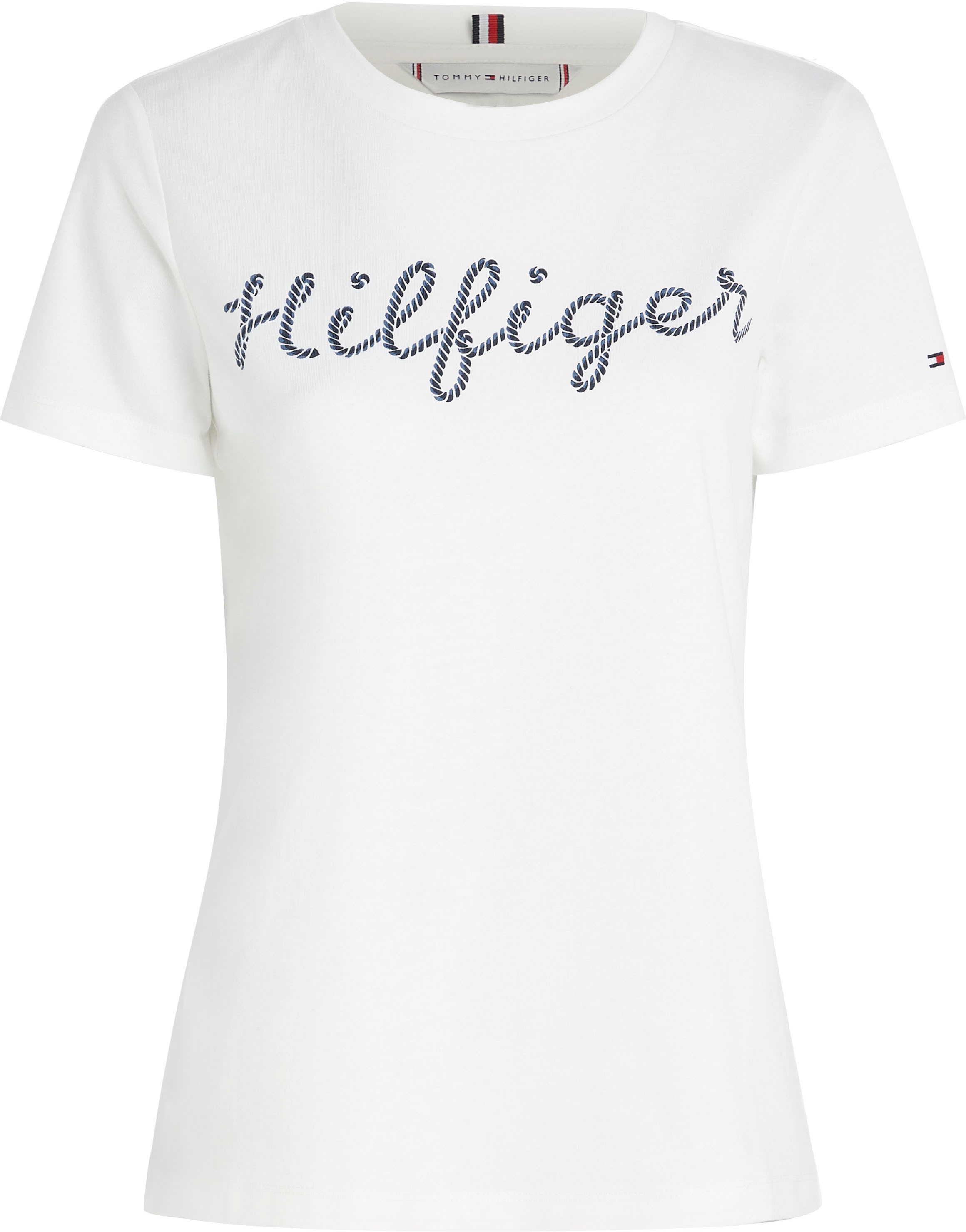 Tommy Hilfiger Curve T-Shirt »CRV REG ROPE PUFF PRINT C-NK SS« mit großem Tommy Hilfiger Schriftzug-Print in Seil-Optik