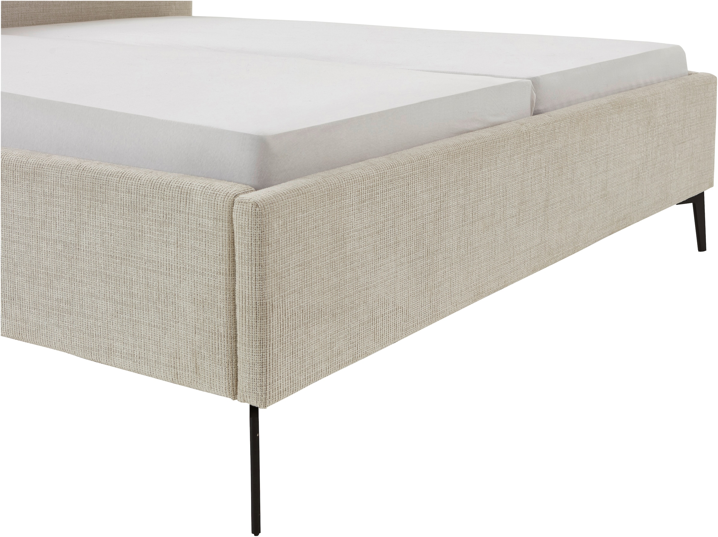 meise.möbel Polsterbett »Riva II« mit schwarzen Metallfüßen, wahlweise mit Bettkasten