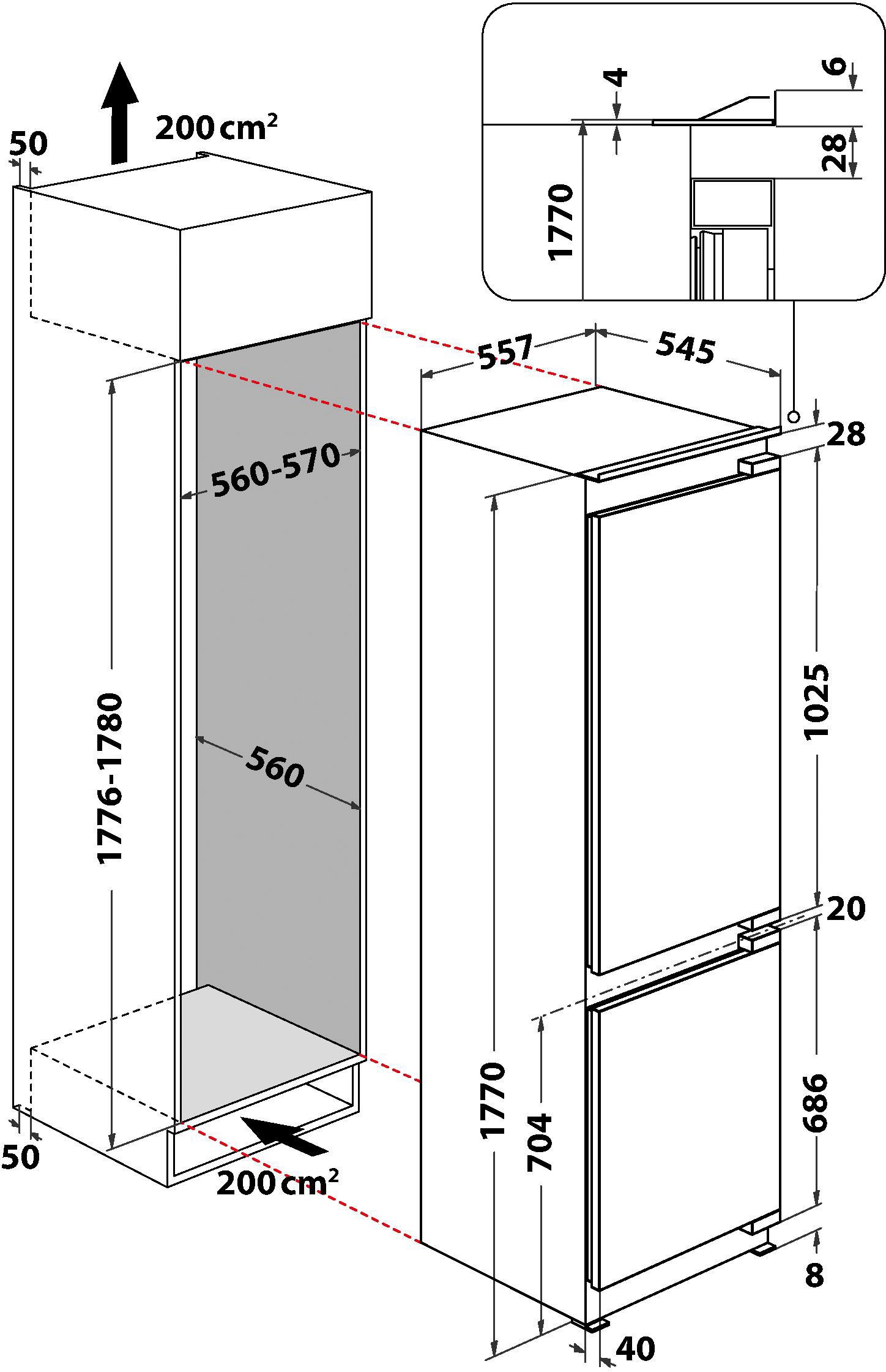 BAUKNECHT Einbaukühlgefrierkombination »BKGIS 178F13«