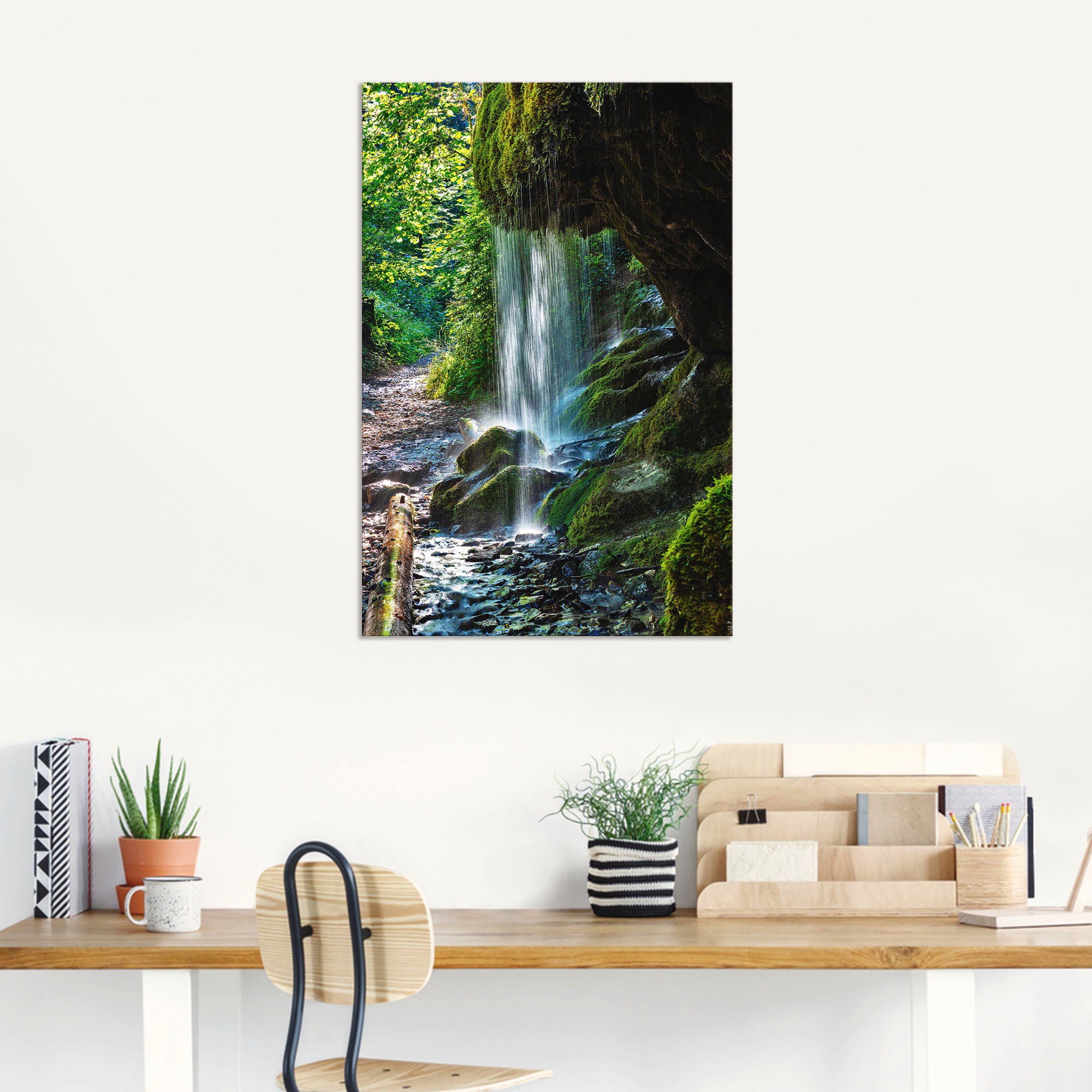 oder Artland Leinwandbild, bequem Alubild, »Moosbedeckter bestellen Wandbild (1 Poster in Wasserfallbilder, Wasserfall«, als Wandaufkleber Größen versch. St.),