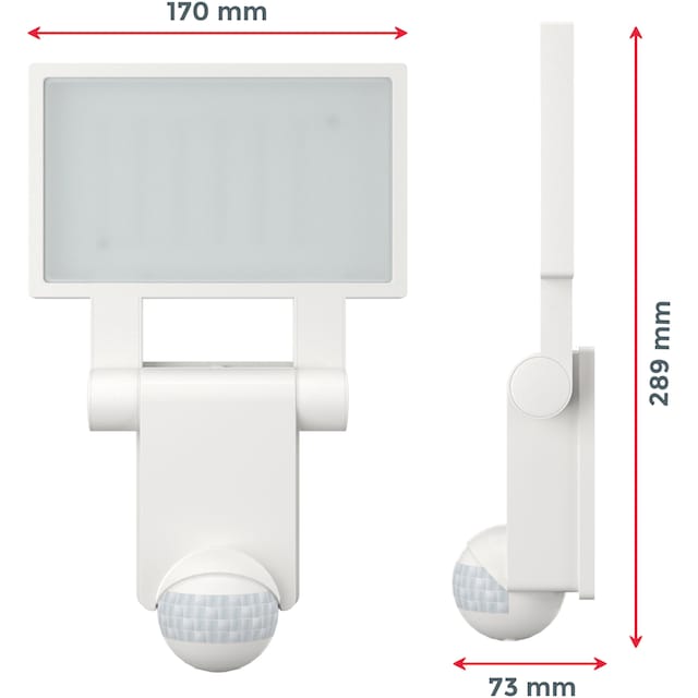 B.K.Licht LED Außen-Wandleuchte mit Bewegungssensor, inkl. LED-Platine, 20  Watt, 2.000lm, 4.000K, Sensor-Reichweite ca. 6-8 Meter, schwenkbar online  kaufen | mit 3 Jahren XXL Garantie