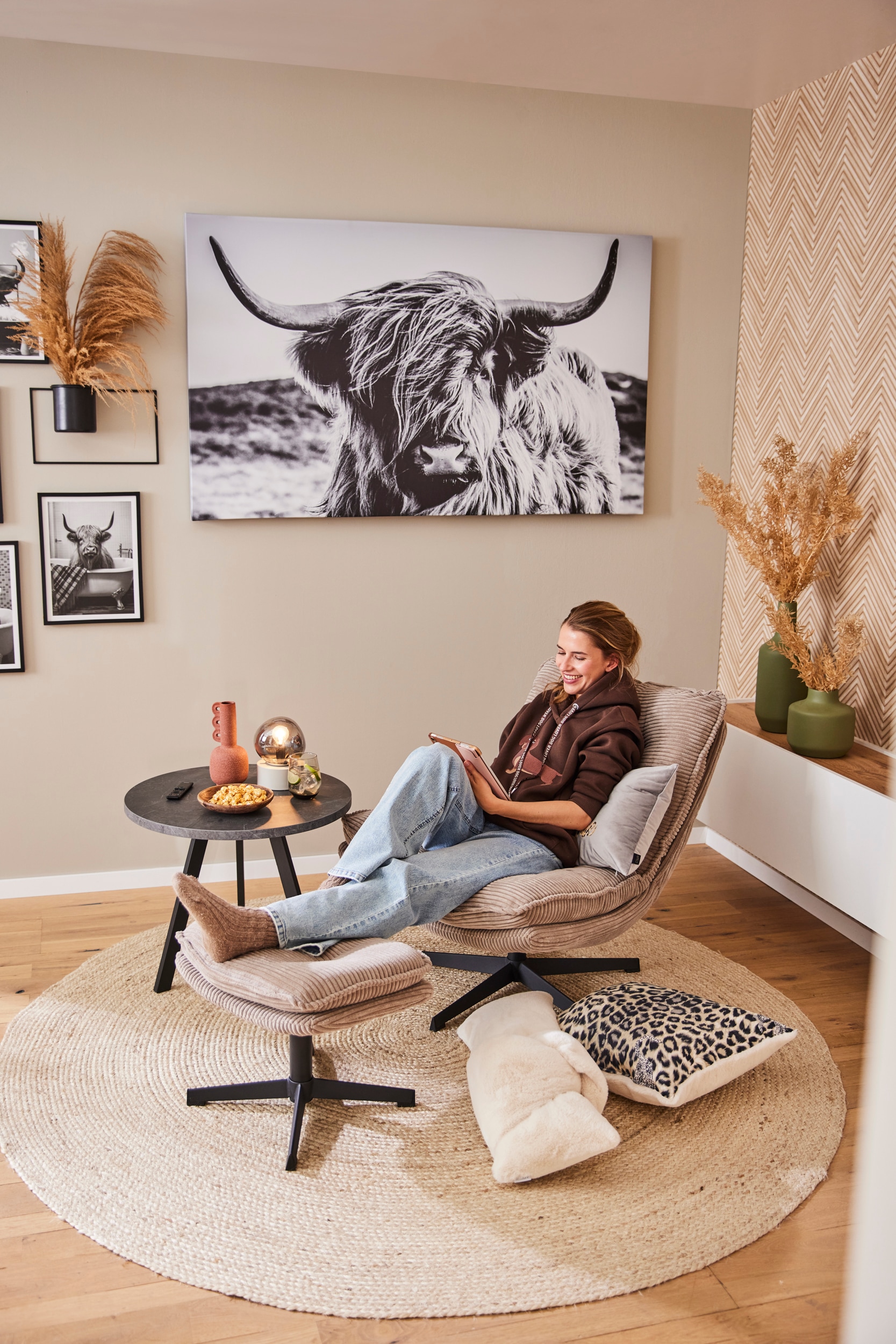 Jockenhöfer Gruppe Relaxsessel »Kasper«, Inklusive Hocker, 360° Drehfunktion
