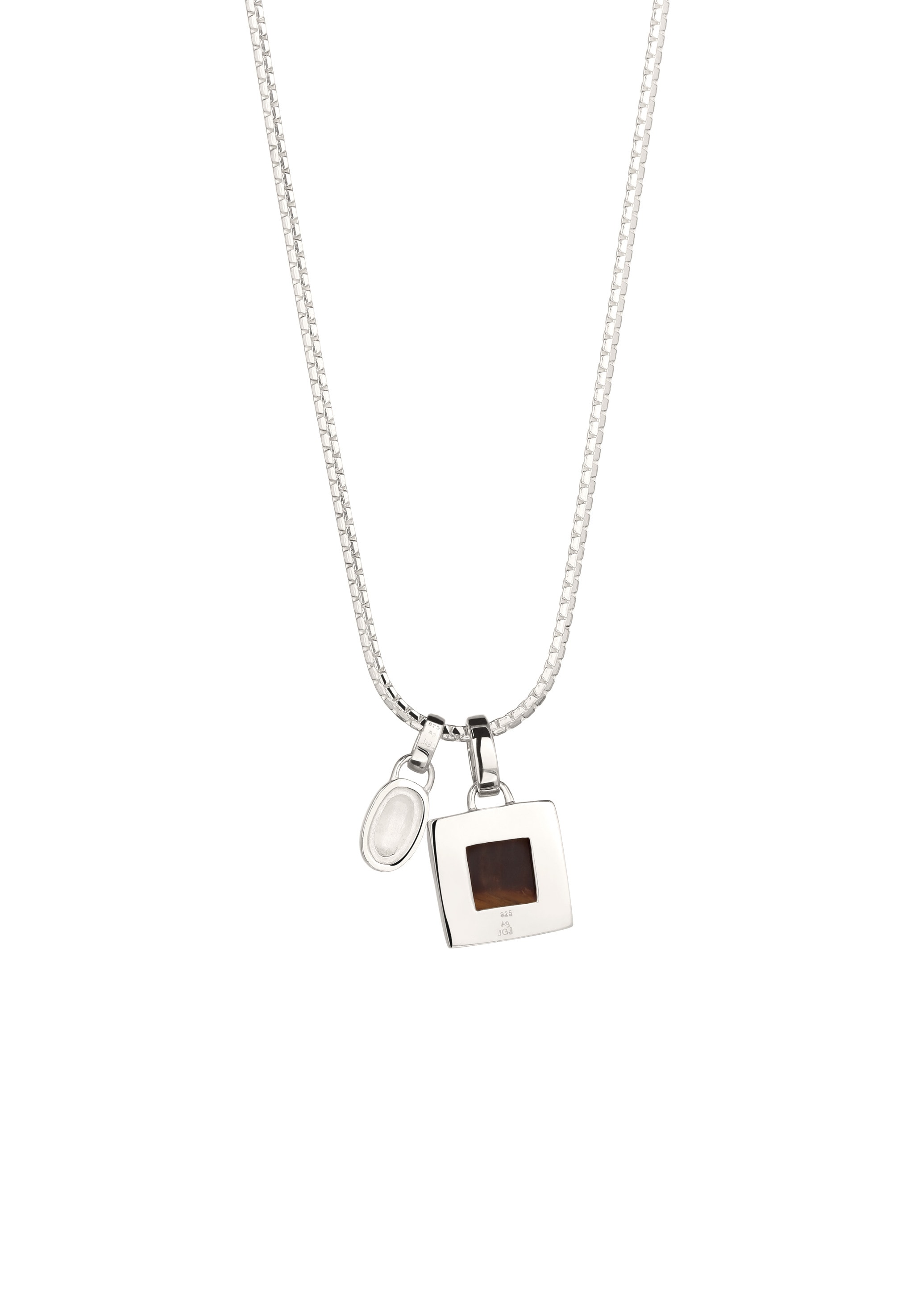Kuzzoi Kette mit Anhänger »Halskette Anhänger Quadrat Tigerauge Braun 925 Sterling Silber«