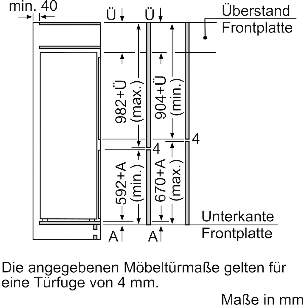 BOSCH Einbaukühlgefrierkombination »KIV77VSF0«, KIV77VSF0, 157,8 cm hoch, 54,1 cm breit