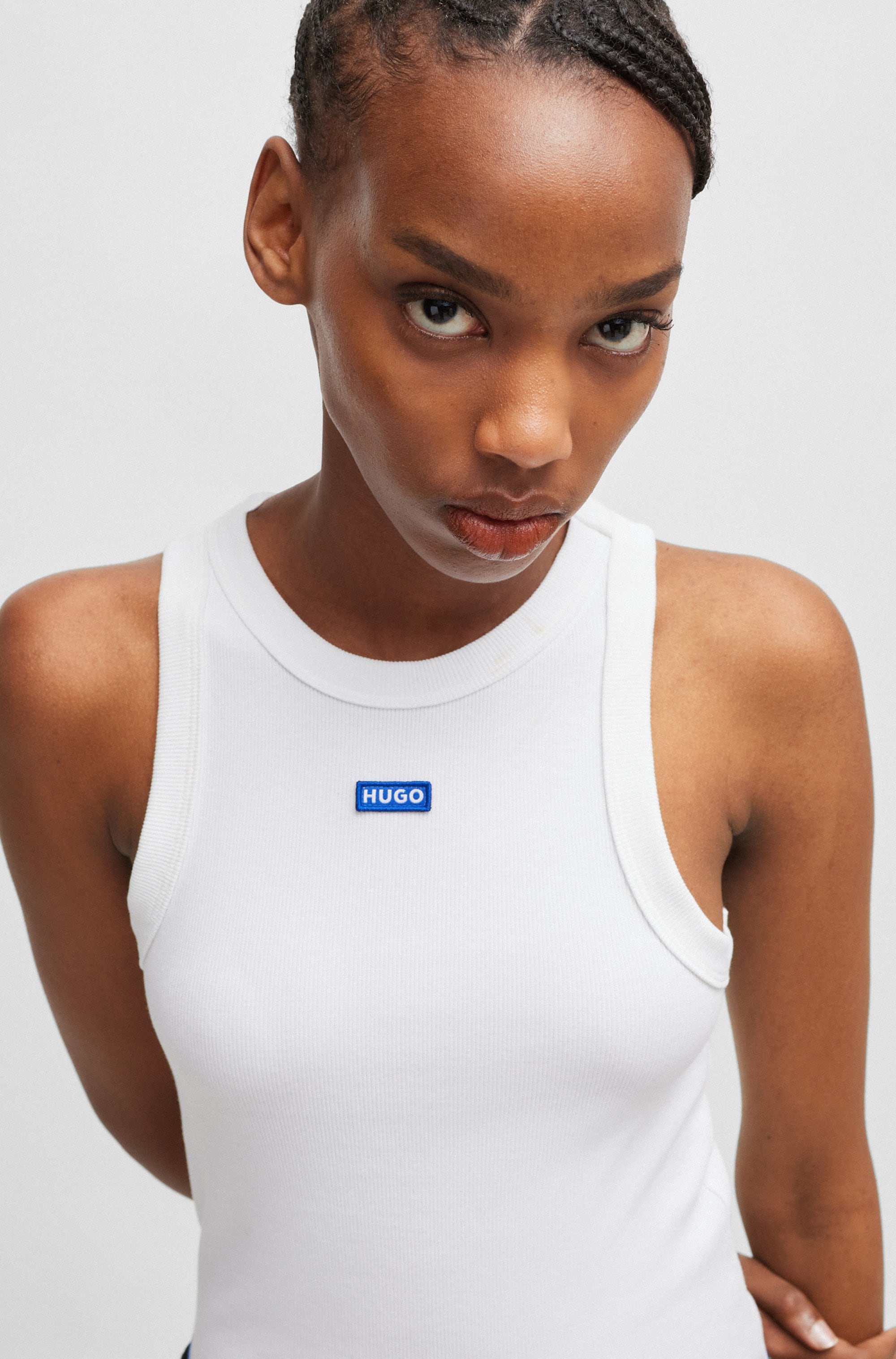 HUGO Blue Tanktop »Easy Tank«, Rippware aus Baumwollmischung mit Elasthan