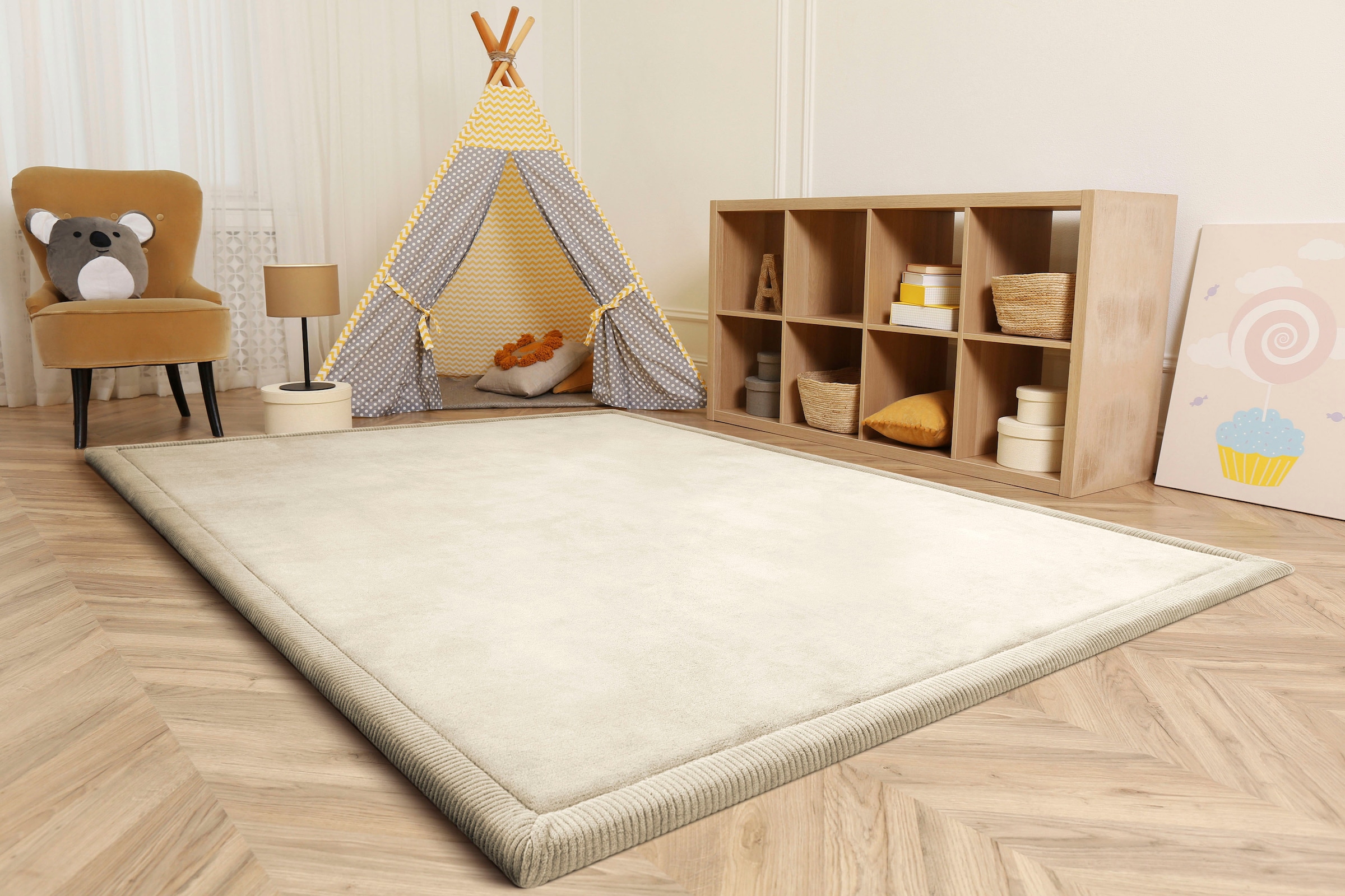 Paco Home Teppich »Tatami 475« rechteckig 24 mm Höhe Kurzflor, Uni-Farben, mit Memory Foam, waschbar