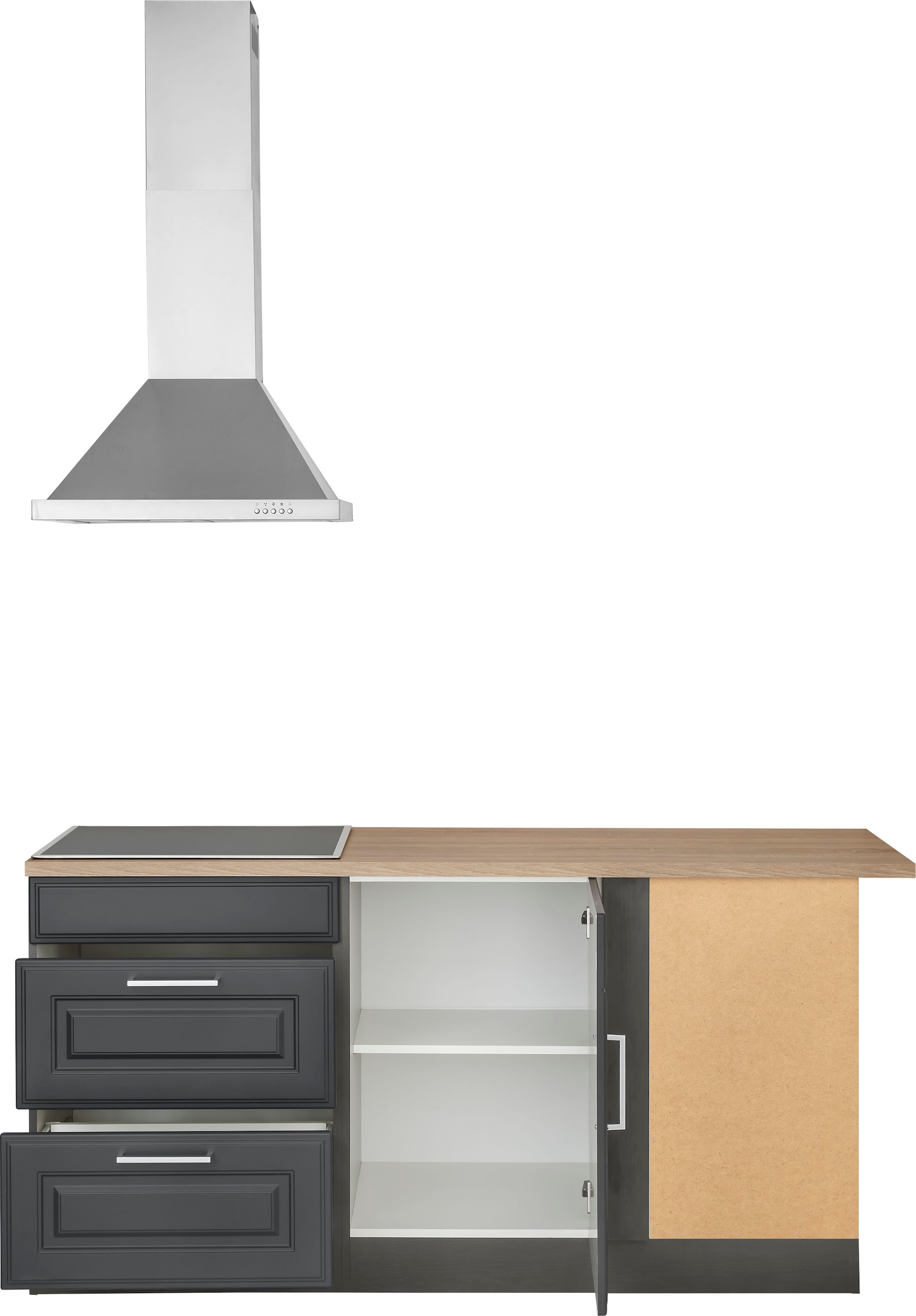 KOCHSTATION Winkelküche »KS-Stockholm« Stellbreite 290/170 cm, mit hochwertigen MDF Fronten im Landhaus-Stil