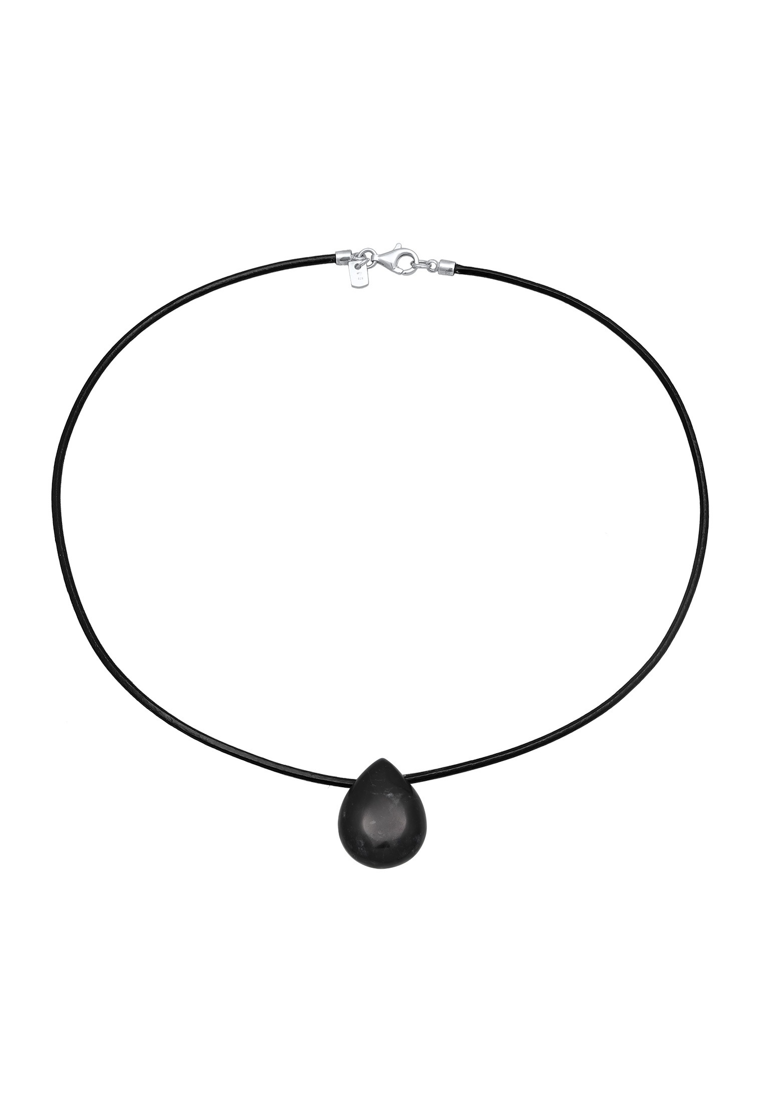 Kuzzoi Lederband »Halskette Choker Satin Türkis Edelstein Tropfen 925 Silber«