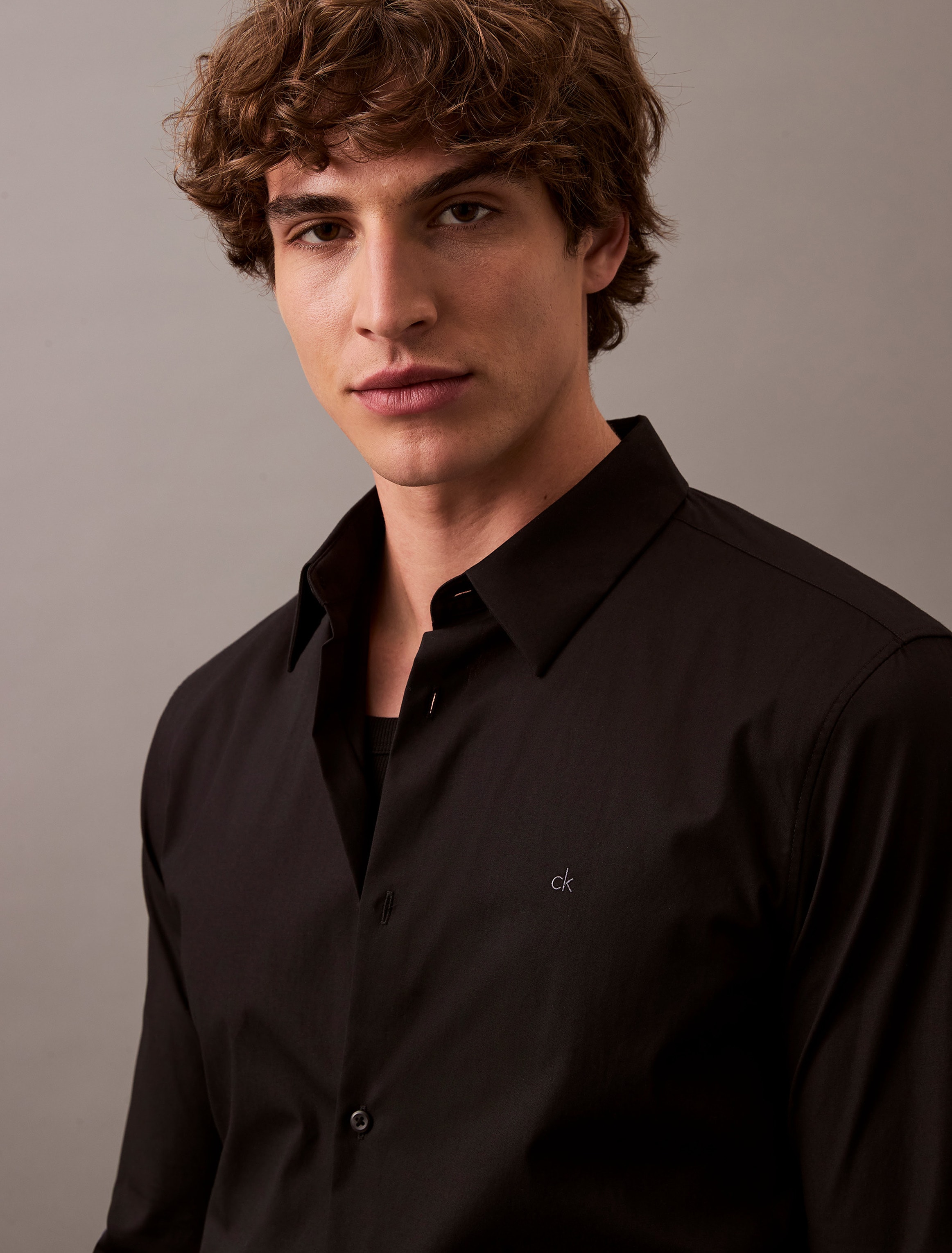 Calvin Klein Langarmhemd »LS SOLID STRETCH SLIM SHIRT«, in Unifarbe
