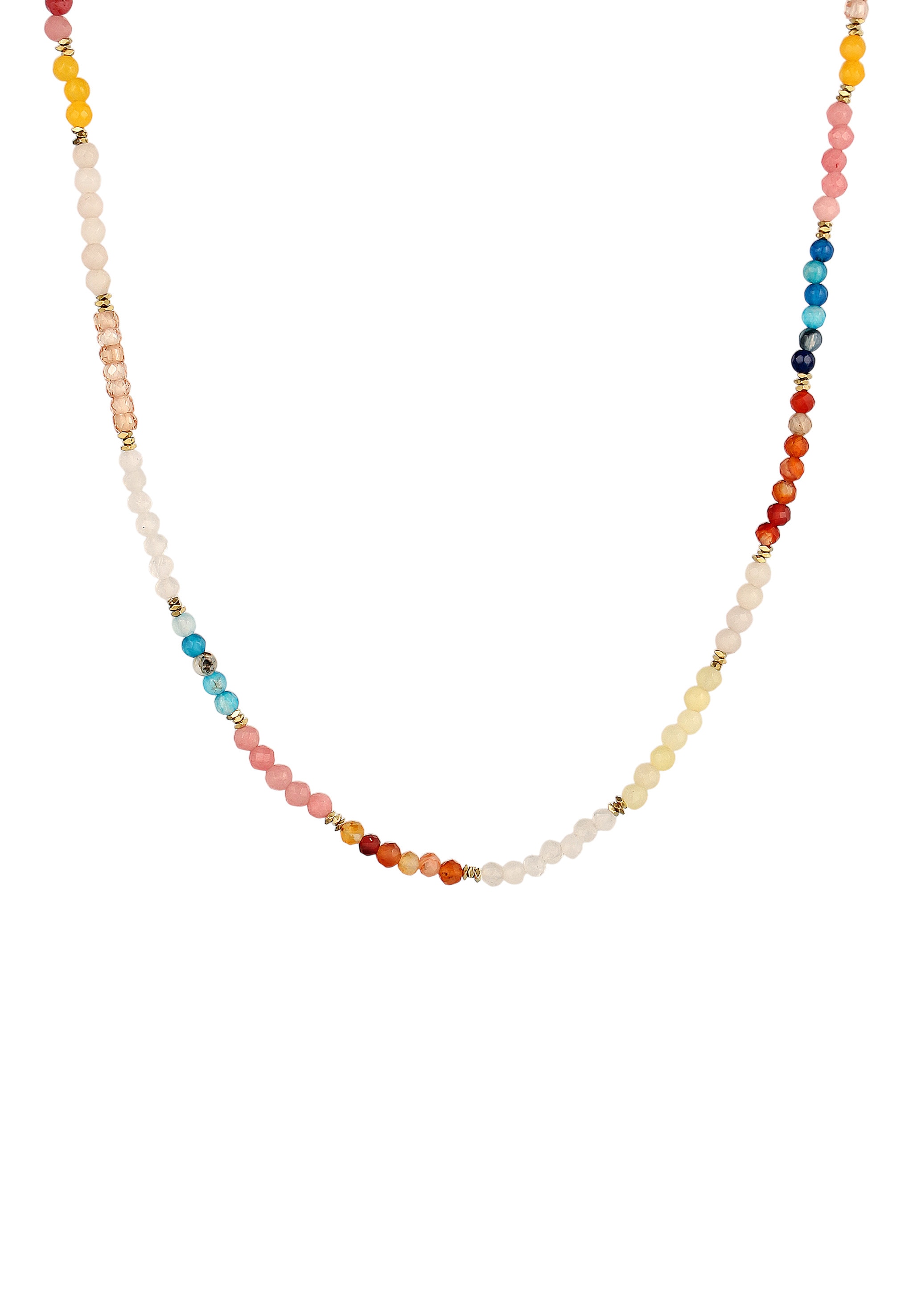 Elli Premium Silberkette »Halskette Perlen Zirkonia Mondstein Achat Bunt 925 Sterling Silber vergoldet«