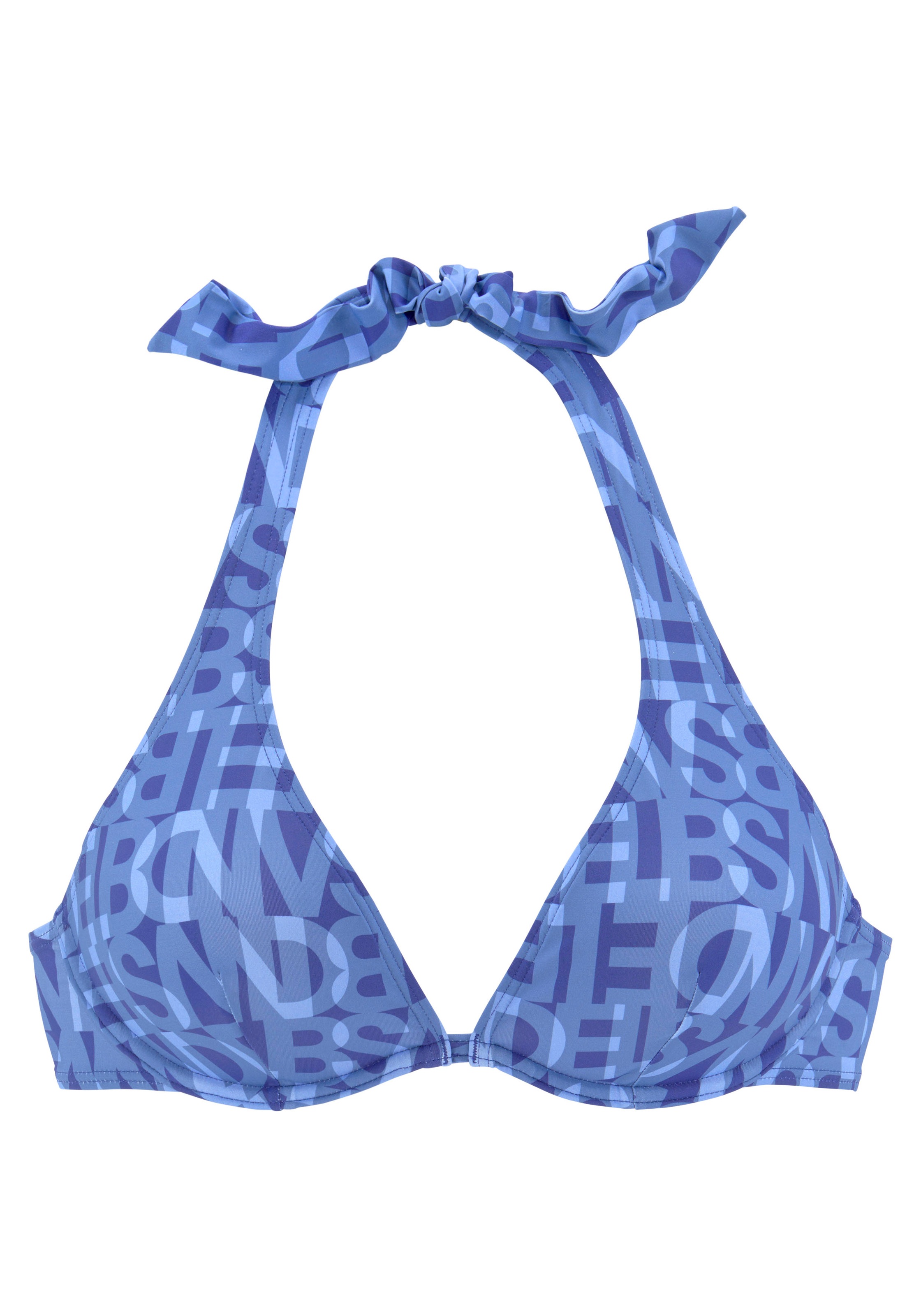 Elbsand, Damen, Bügel-Bikini-Top »Letra« mit tollem Wording, blau, Cup C, 40 - Cup C, blau, Modischer Allover-Print