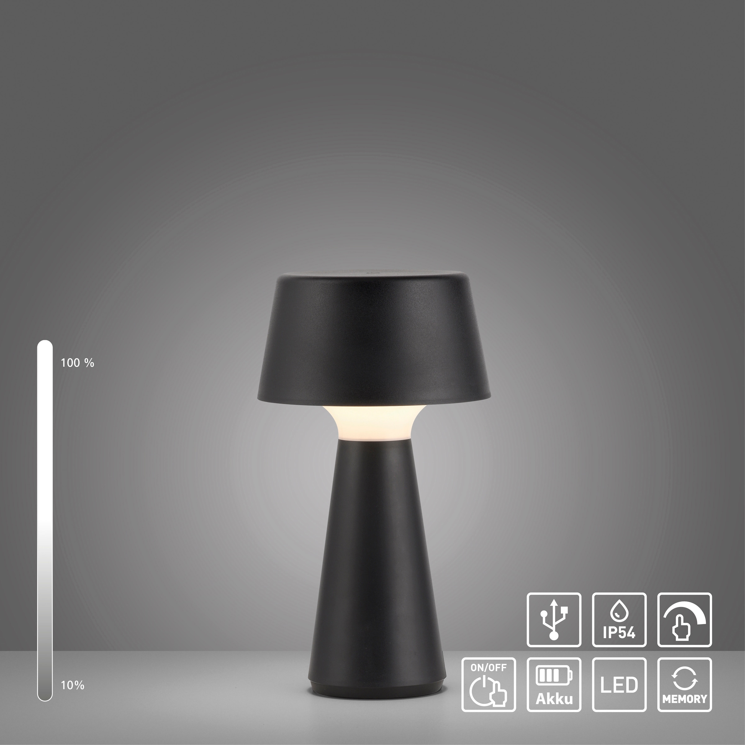 JUST LIGHT Tischleuchte »ABERA« LED-Modul 1 Stk. Warmweiß Akkuleuchte