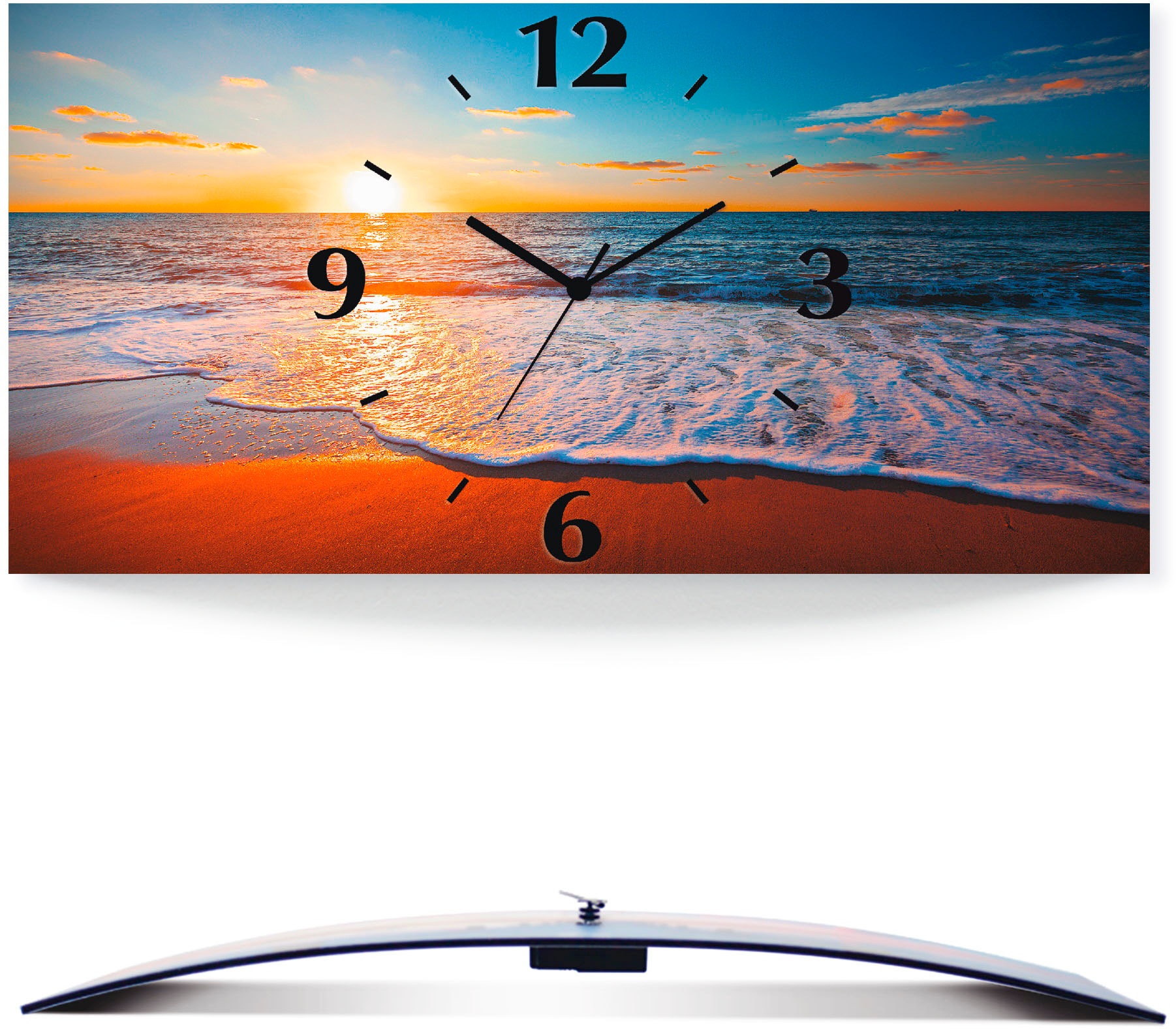 Artland Wanduhr »Sonnenuntergang und das Meer«, 3D Optik gebogen, mit Quarz- oder Funkuhrwerk, versch. Größen