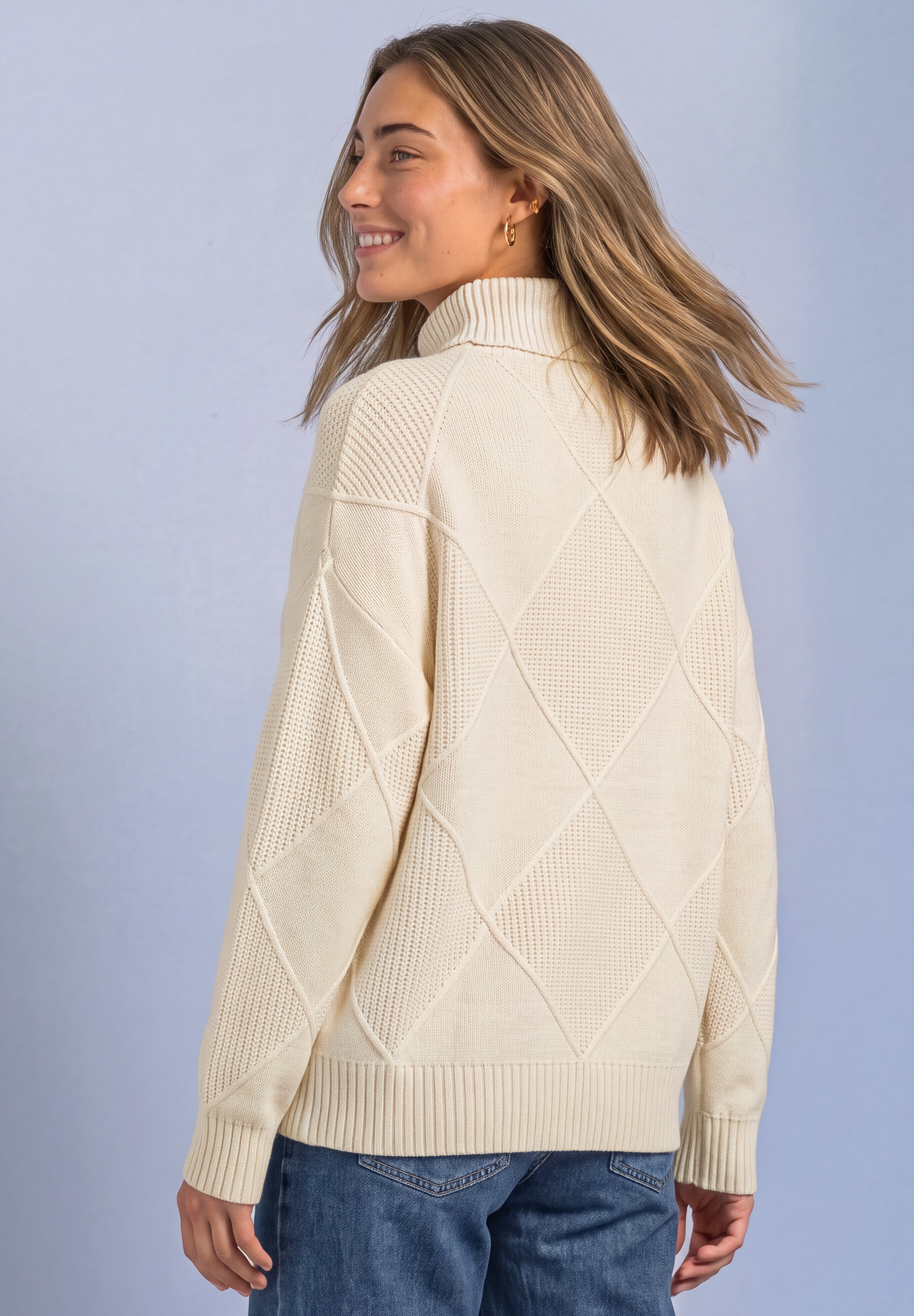 STREET ONE Rollkragenpullover Viskosemix, Strukturmuster