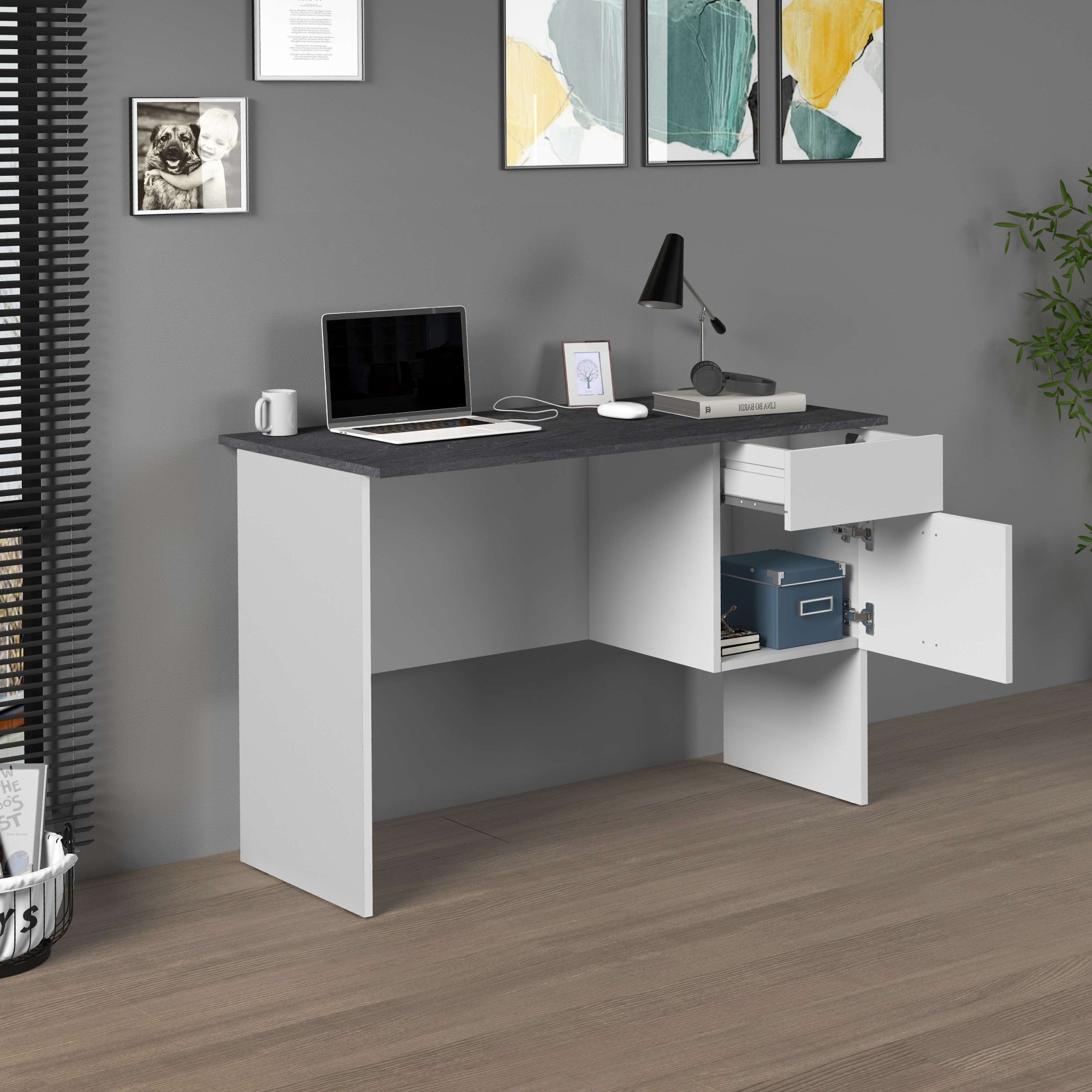 INOSIGN Schreibtisch »Sunrise, kleiner Computertisch, Bürotisch«, mit 1 Tür & 1 Schublade, Tischplatte Breite 110 cm, Made in Italy