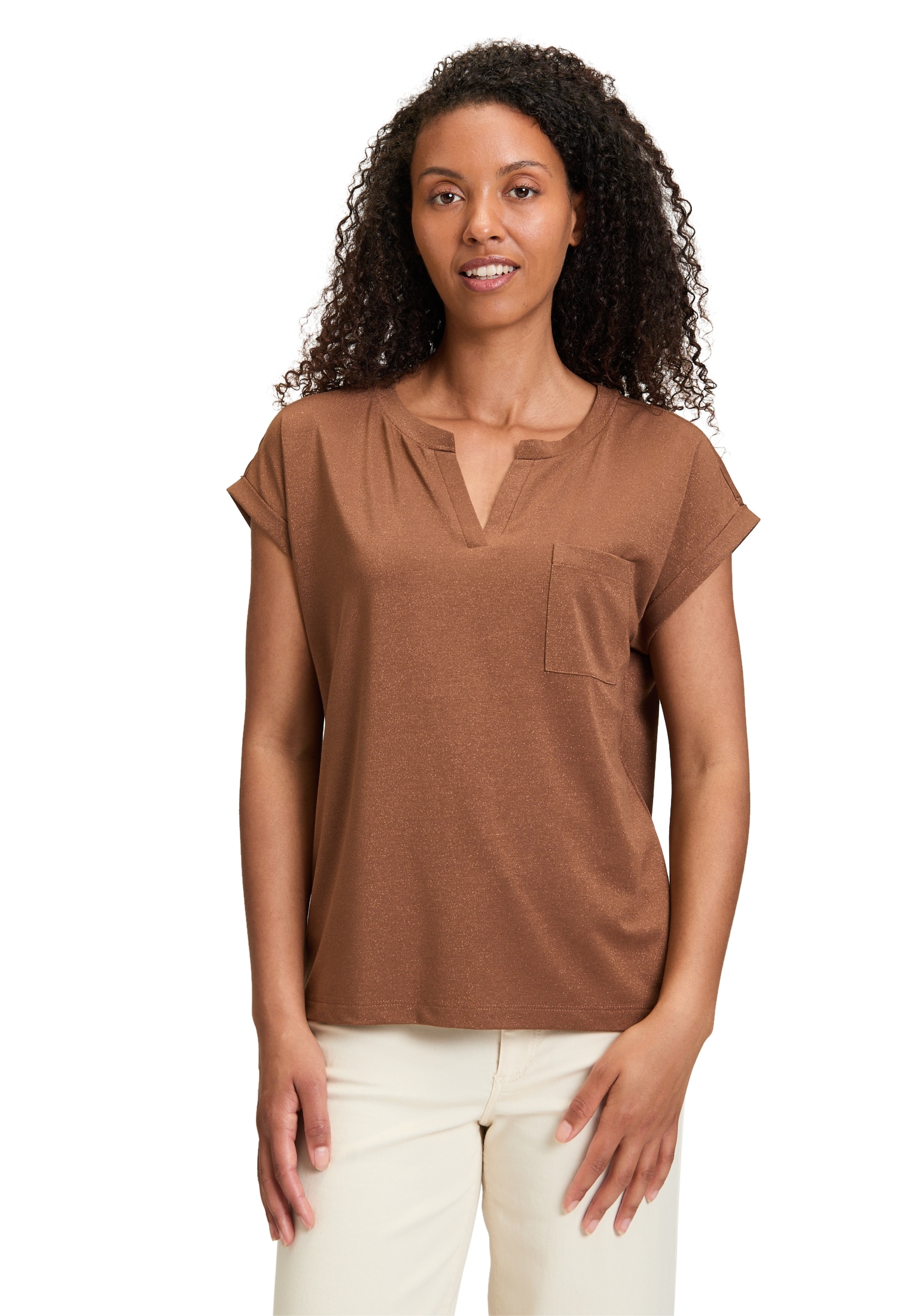 Betty&Co Kurzarmshirt »Casual-Shirt mit Perlen«