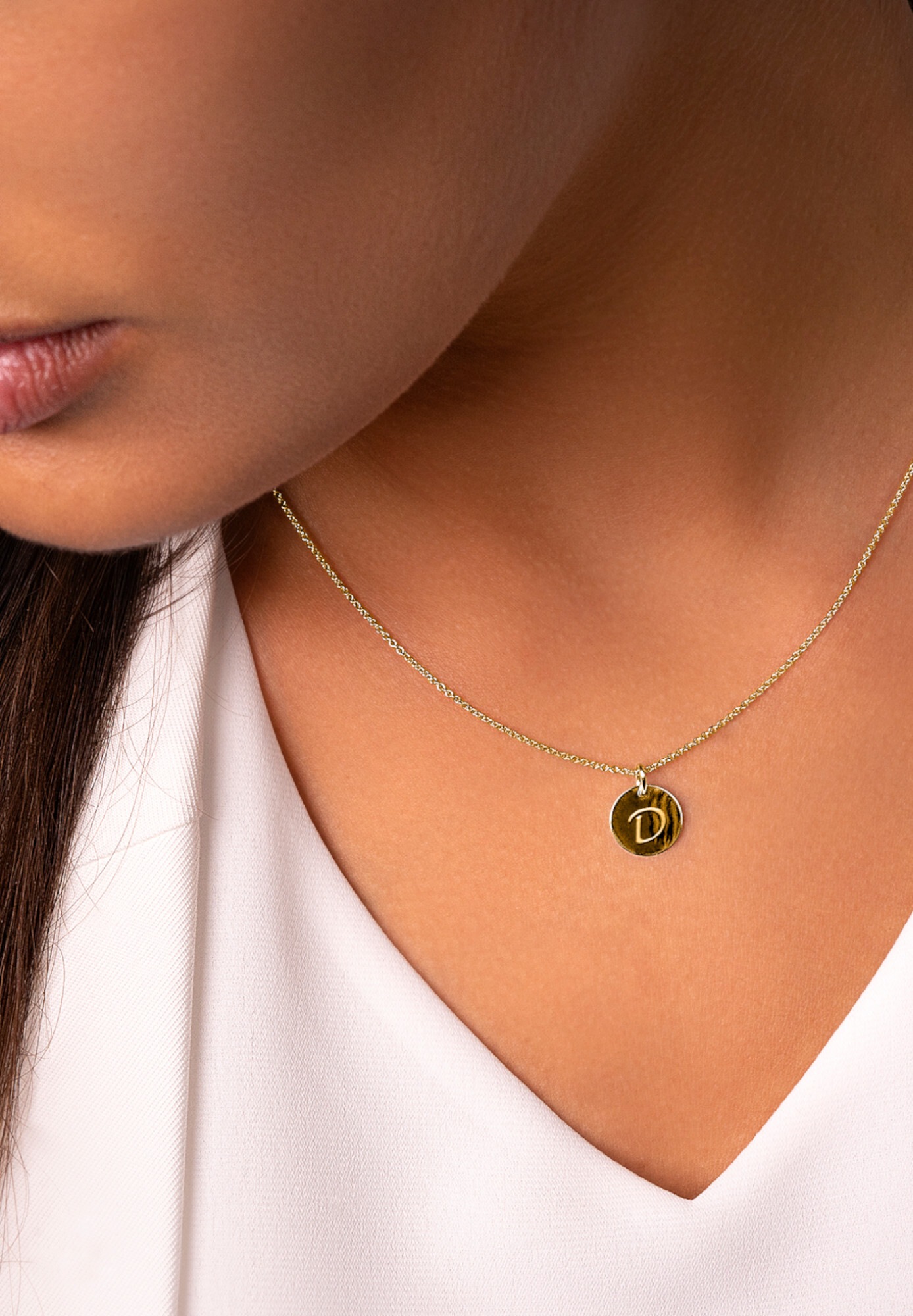 ONE ELEMENT Kette und Anhänger Set »Schmuckset - Set mit Halskette Buchstabe D Buchstaben Anhänger aus 333 Gelbgold Ø 11,0 mm«