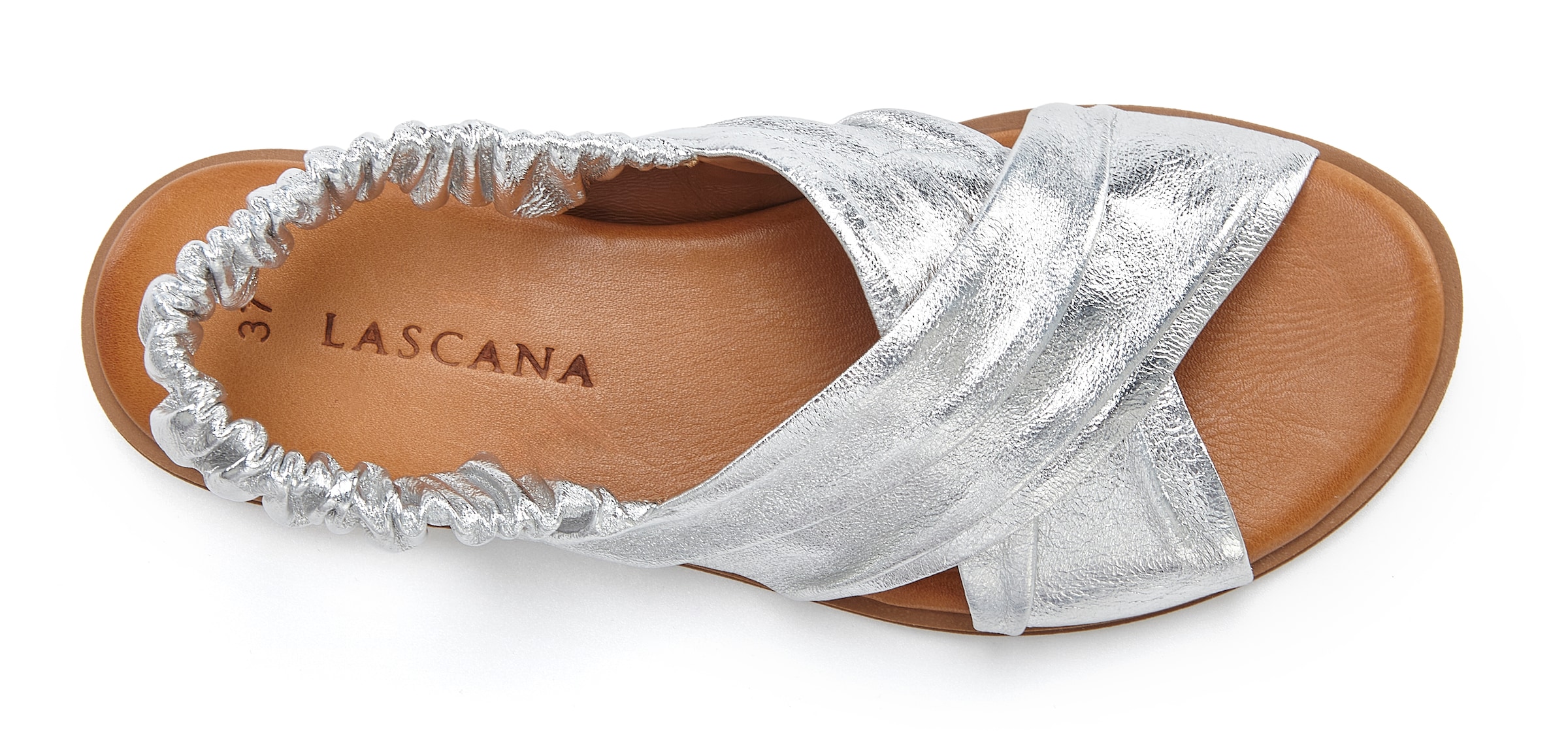 LASCANA Sandale »Sandalette, Sommerschuh, offener Schuh, Pantolette«  aus Leder mit elastischen Riemchen