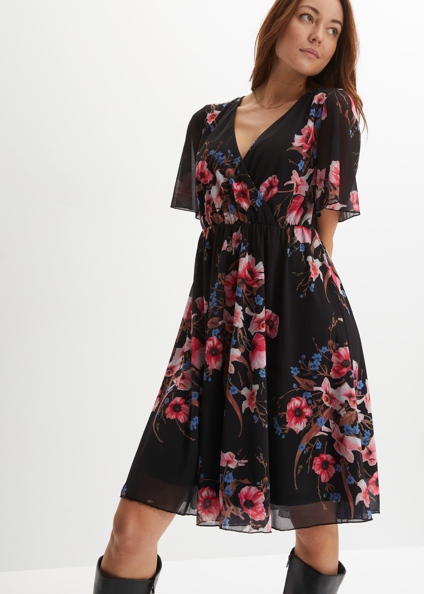 bonprix Minikleid für den Alltag, aus Polyester und Elasthan, ausgestellte Passform
