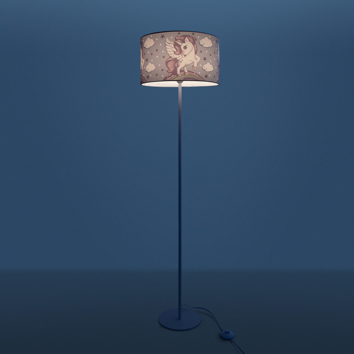 Paco Home Stehlampe »Cosmo 213«, 1 flammig-flammig, Kinderlampe LED Kinderzimmer Einhorn Lampe, Mädchen Stehleuchte E27