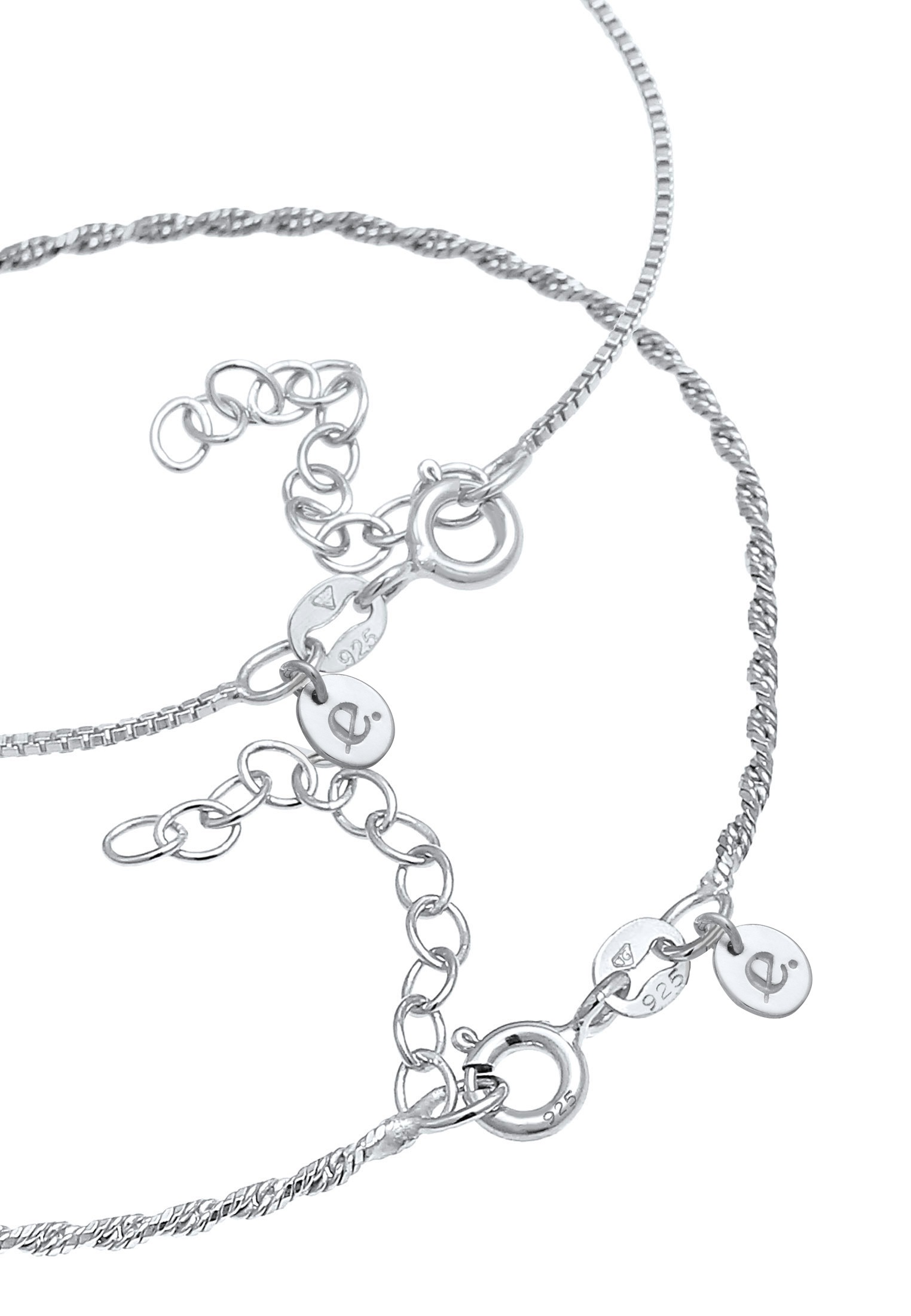 Elli Premium Armketten Set »Armband Kordelkette Gedreht Venezianer 2er Set 925 Silber«