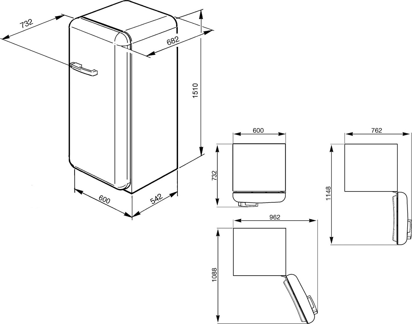 Smeg Kühlschrank »FAB28_5«, Garantie 60 hoch, breit mit cm Jahren FAB28RBE5, 150 3 XXL cm