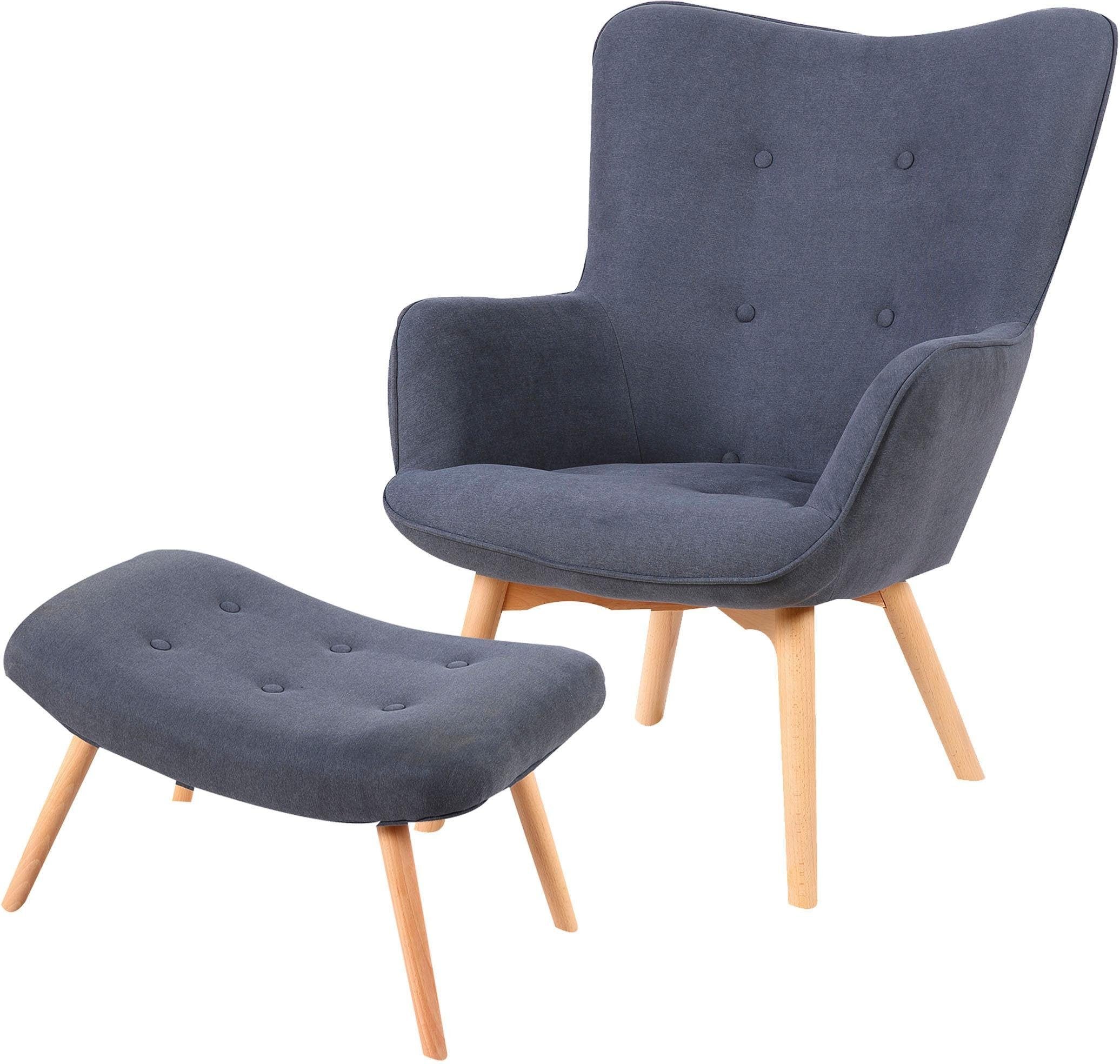 Homexperts Sessel »Aron«, (1 St.), Sessel mit Knopfsteppung, wahlweise mit Hocker