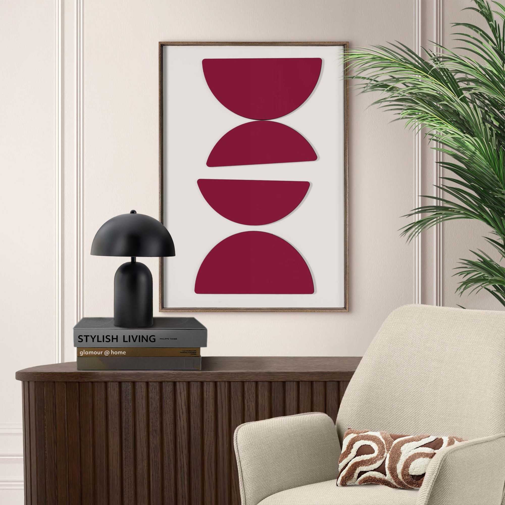 Reinders! Wandbild »Halbkreise in Burgund« Wohnzimmer - Rot - MDF - Abstrakt - 50x70 cm