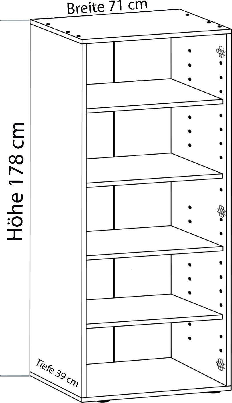 VCM Aktenschrank »VCM Büroschrank mit 5 Fächern | moderner Aktenschrank mit Drehtüren | Maße ca. B. 70 x H. 178 x T. 40 cm ¿ Vandol«, (1 St.)