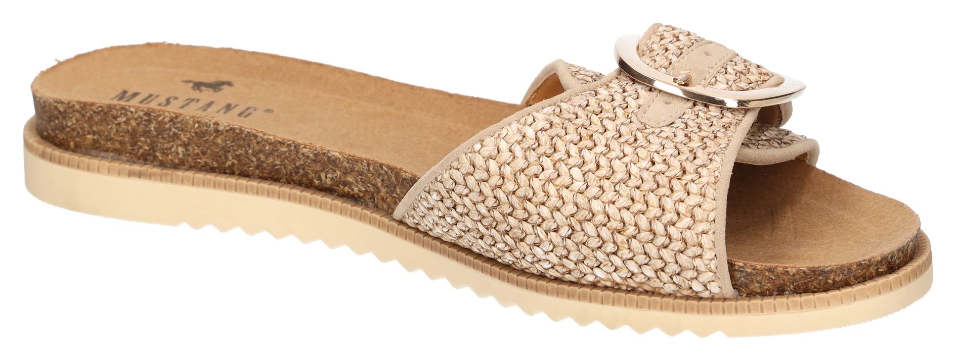 Mustang Shoes Pantolette, Flats, Sommerschuh, Sandale in Flechtoptik